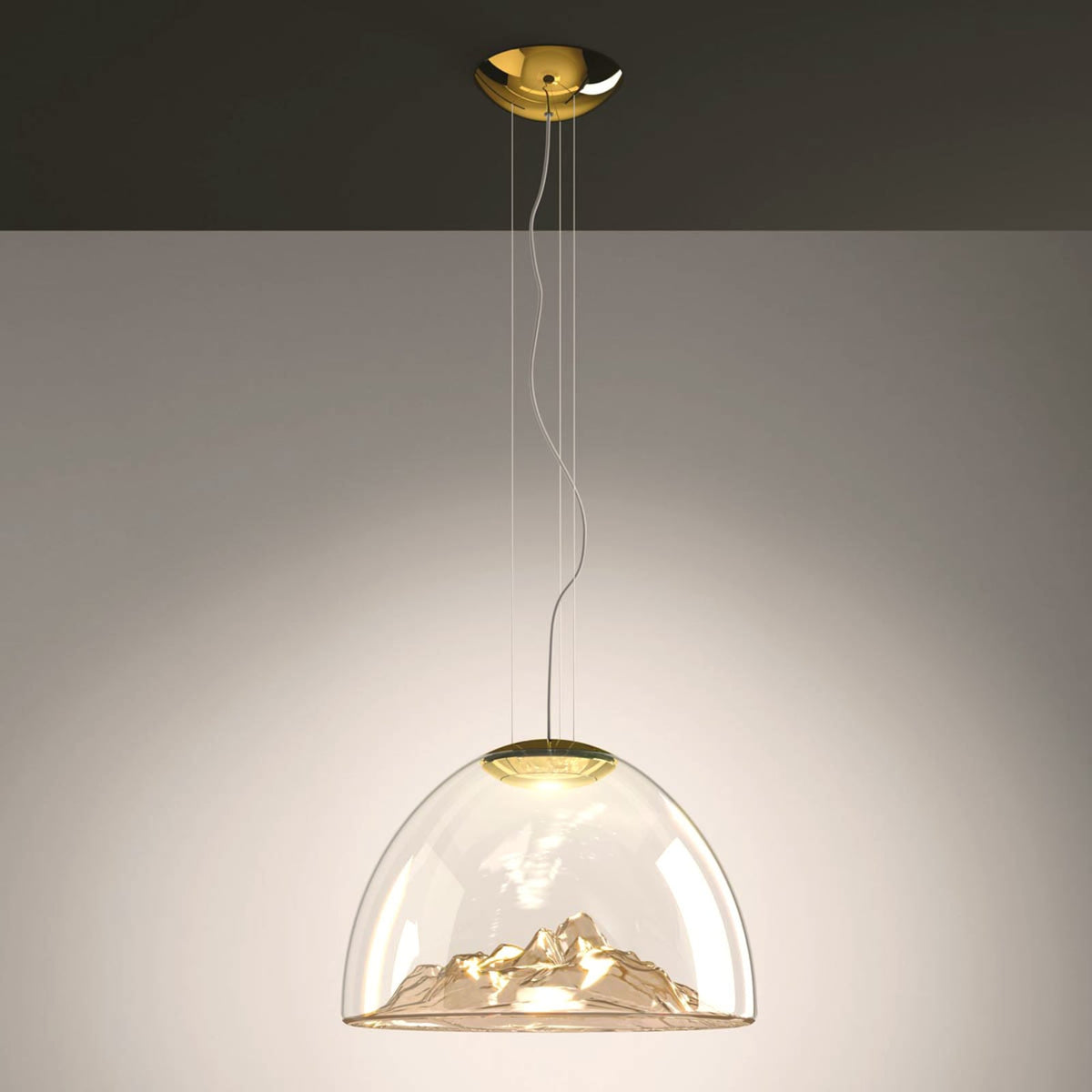 LED pendellampe Mountain View amber/gull glass bakside