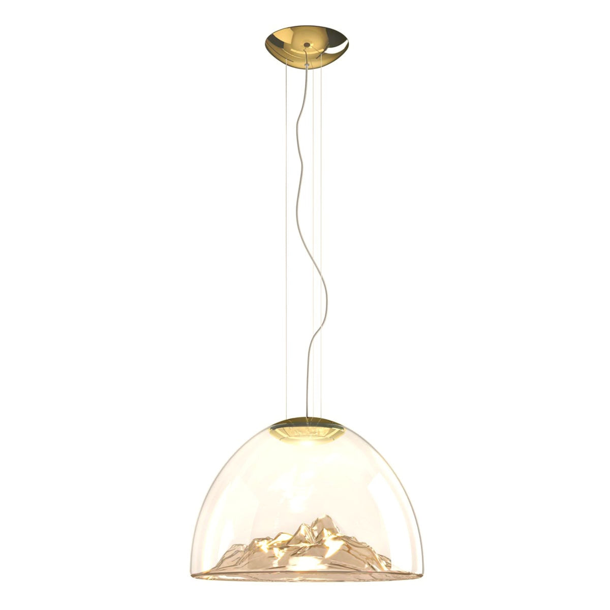 Detalj av LED pendellampe Mountain View amber/gull glass