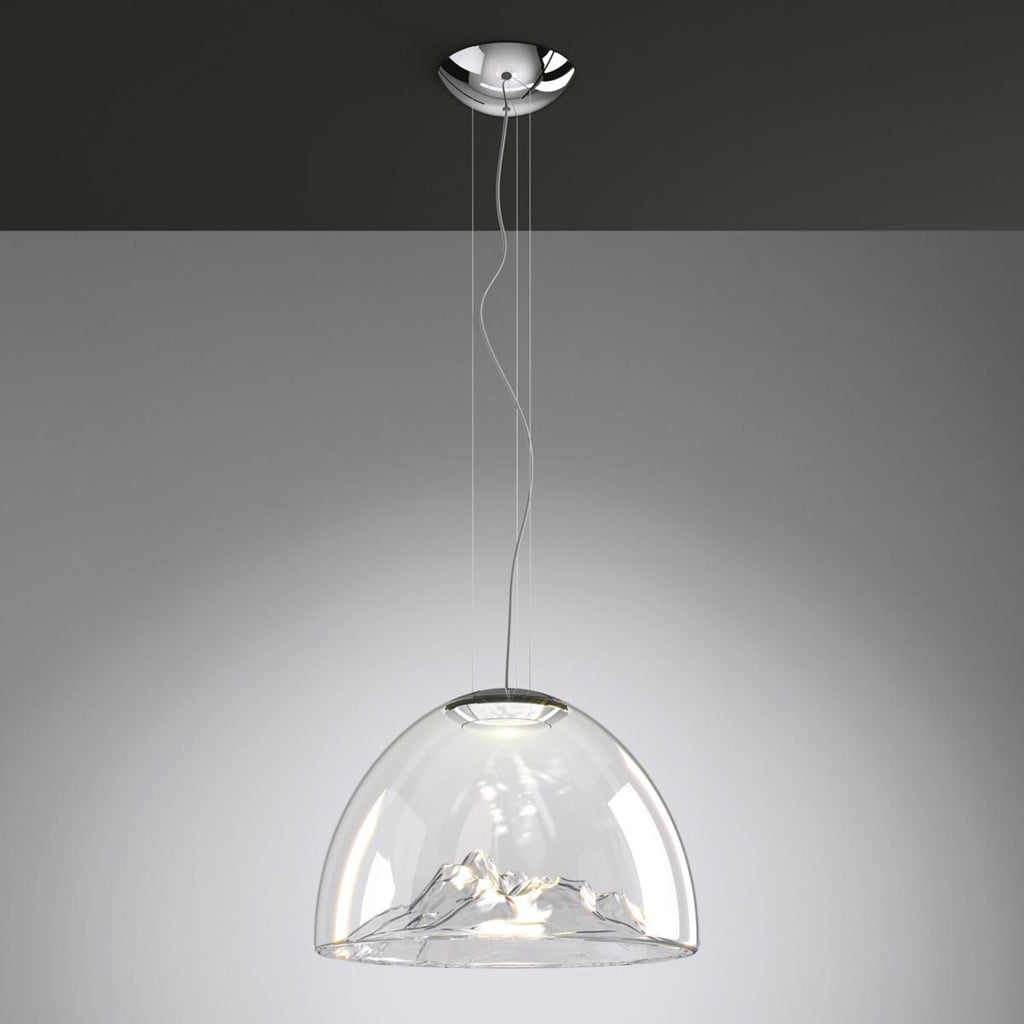 LED pendellampe Mountain View glass klar Ø55 cm bakside
