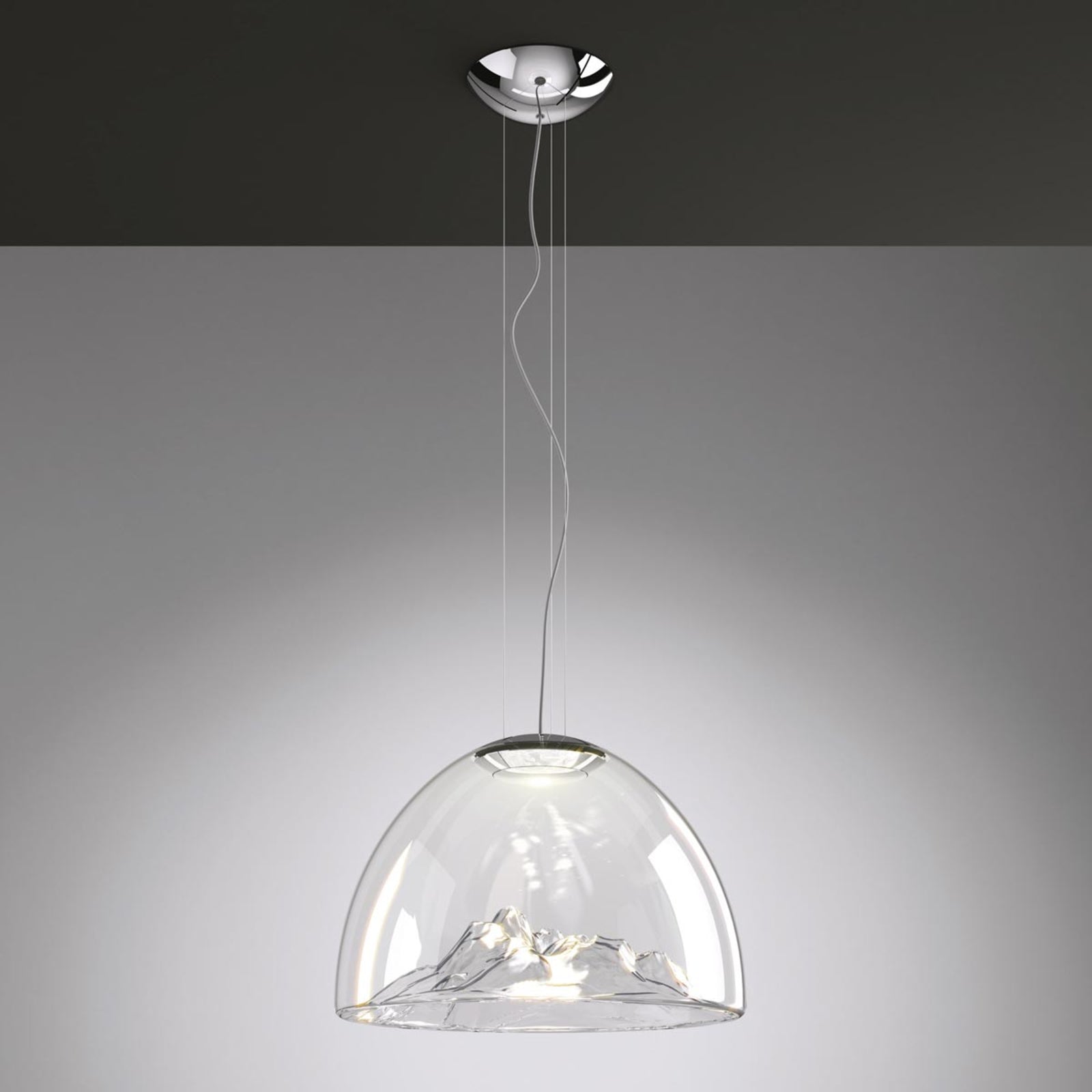 LED pendellampe Mountain View glass klar Ø55 cm bakside