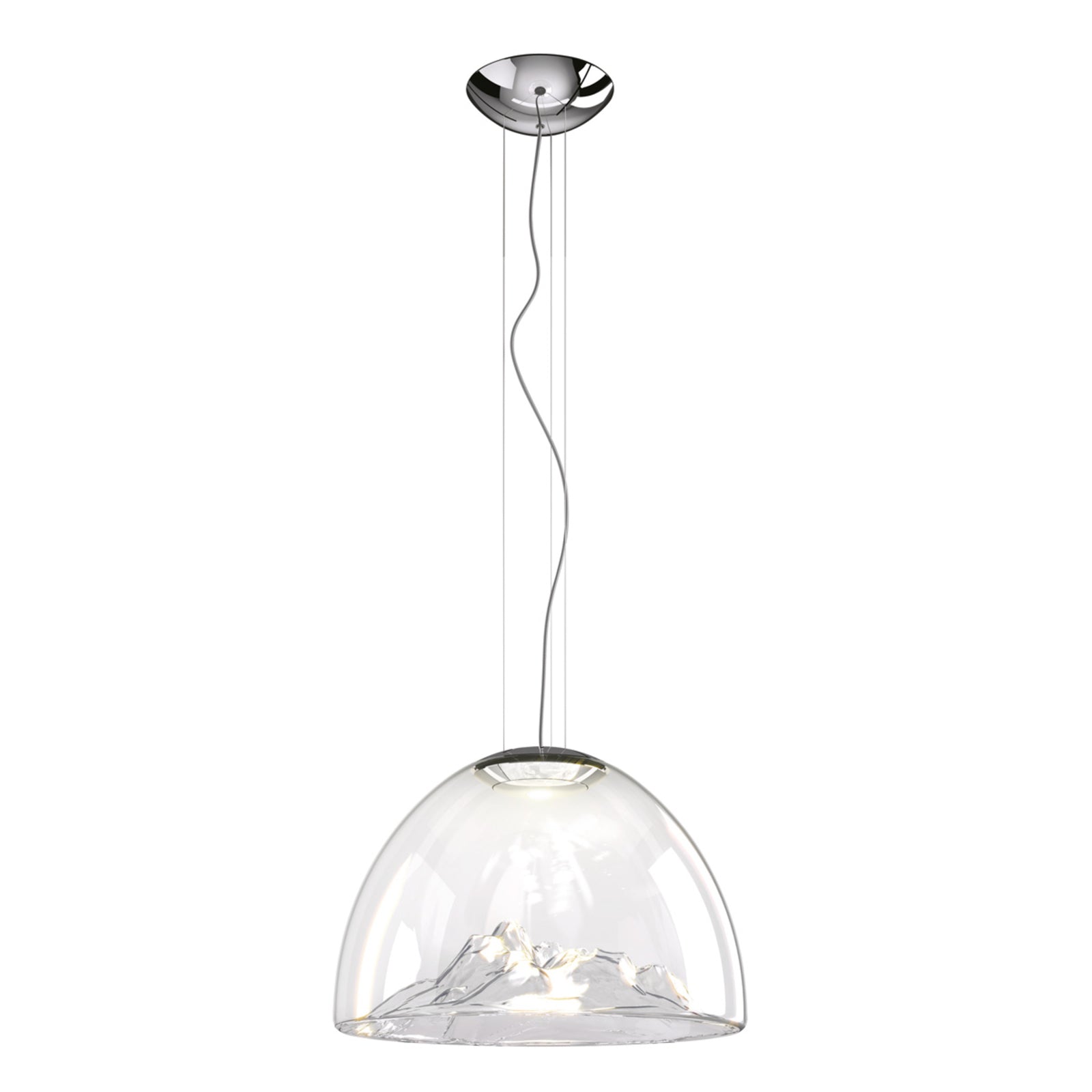 LED pendellampe Mountain View glass klar Ø55 cm detalj av glass