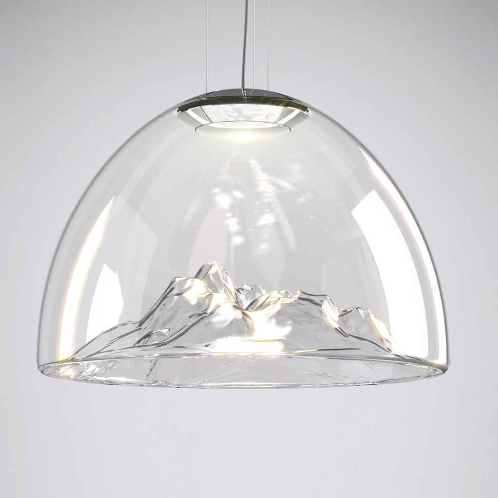 LED pendellampe Mountain View glass klar Ø55 cm front