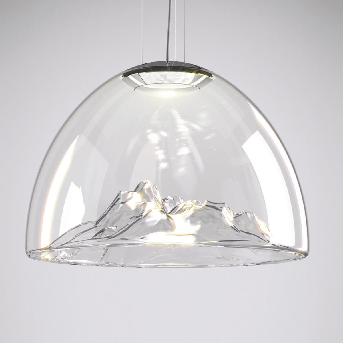 LED pendellampe Mountain View glass klar Ø55 cm front
