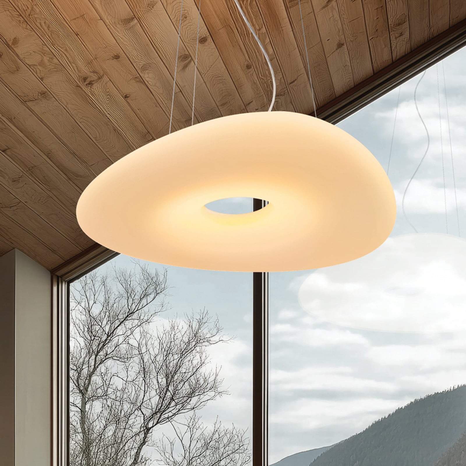 LED pendellampe Mr. Magoo dimbar DALI Ø52 cm hvit forfra
