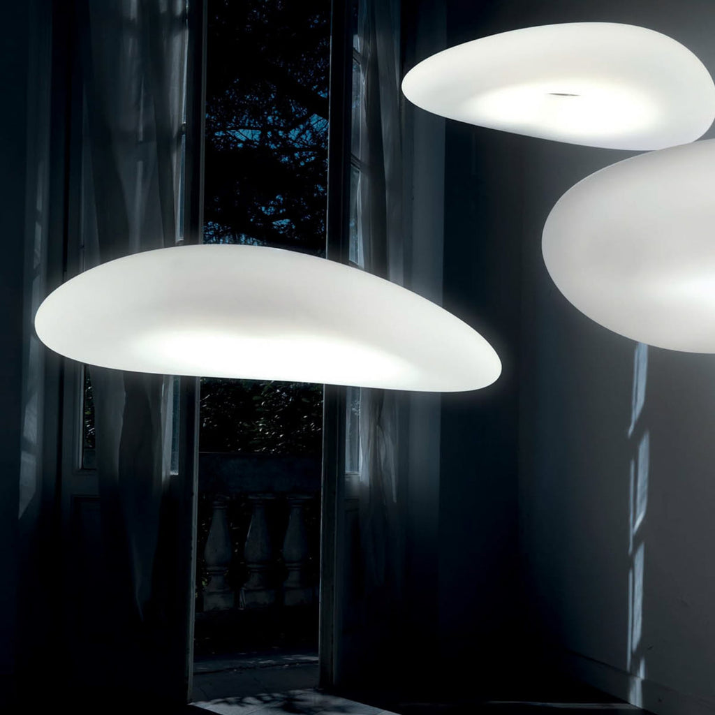 LED pendellampe Mr. Magoo dimbar DALI Ø76 cm hvit plastdetalj
