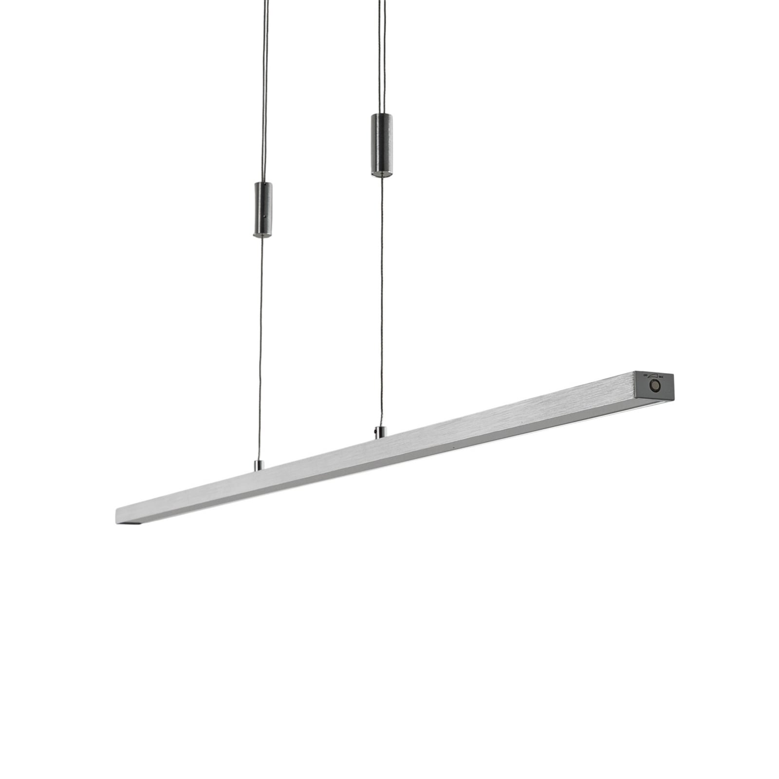 LED pendellampe Myron aluminium 120 cm dimbar CCT nærbilde aluminiumoverflate