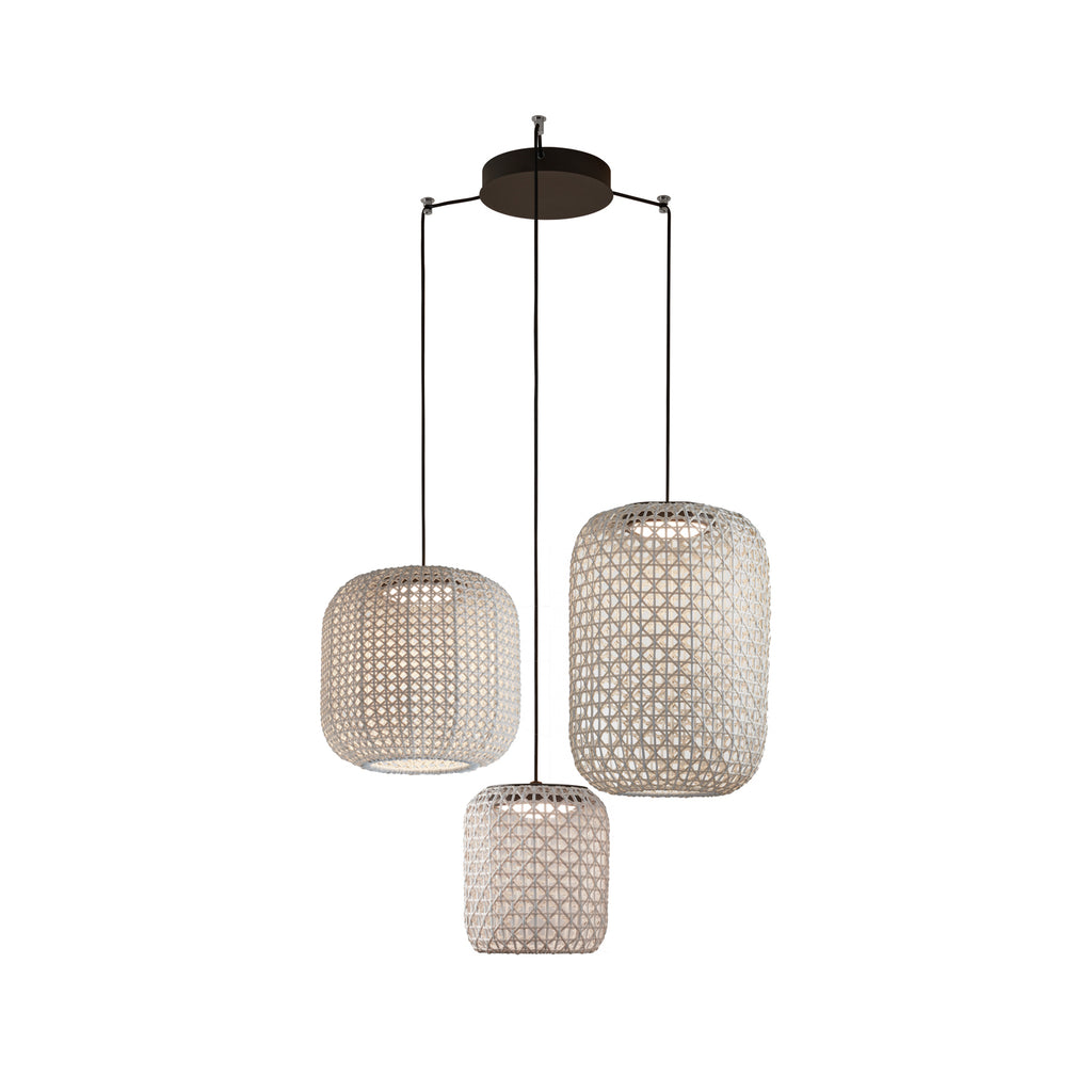 LED pendellampe Nans S/3L 3-lys beige dimbar detalj av skjerm