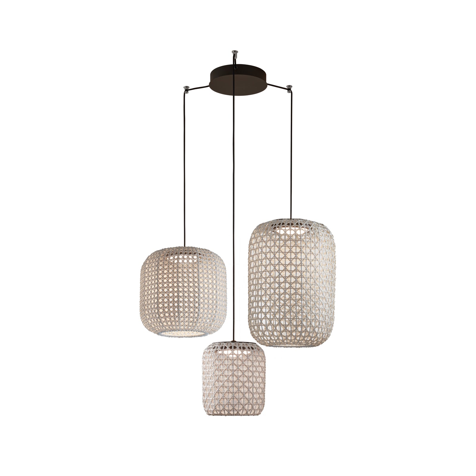 LED pendellampe Nans S/3L 3-lys beige dimbar detalj av skjerm
