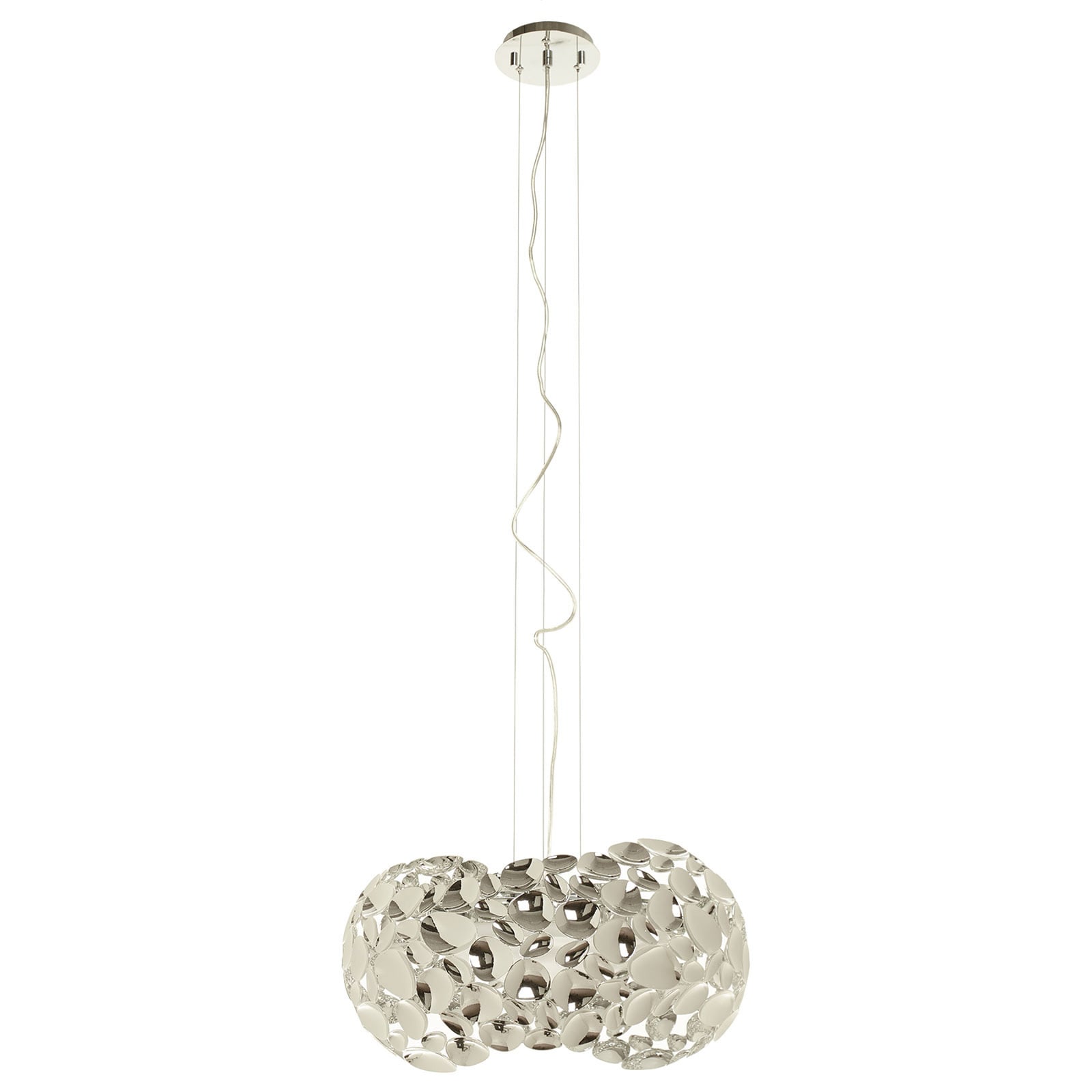 LED pendellampe Narisa krom metall/akryl Ø46 cm montert i rom