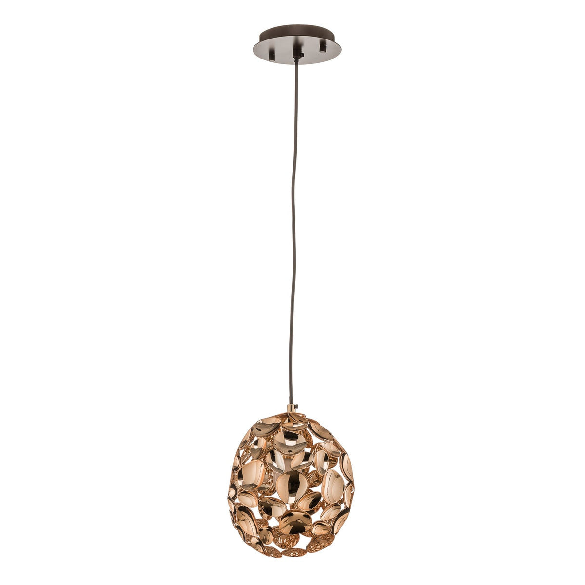 LED pendellampe Narisa kuleform roségull/brun montert i rom