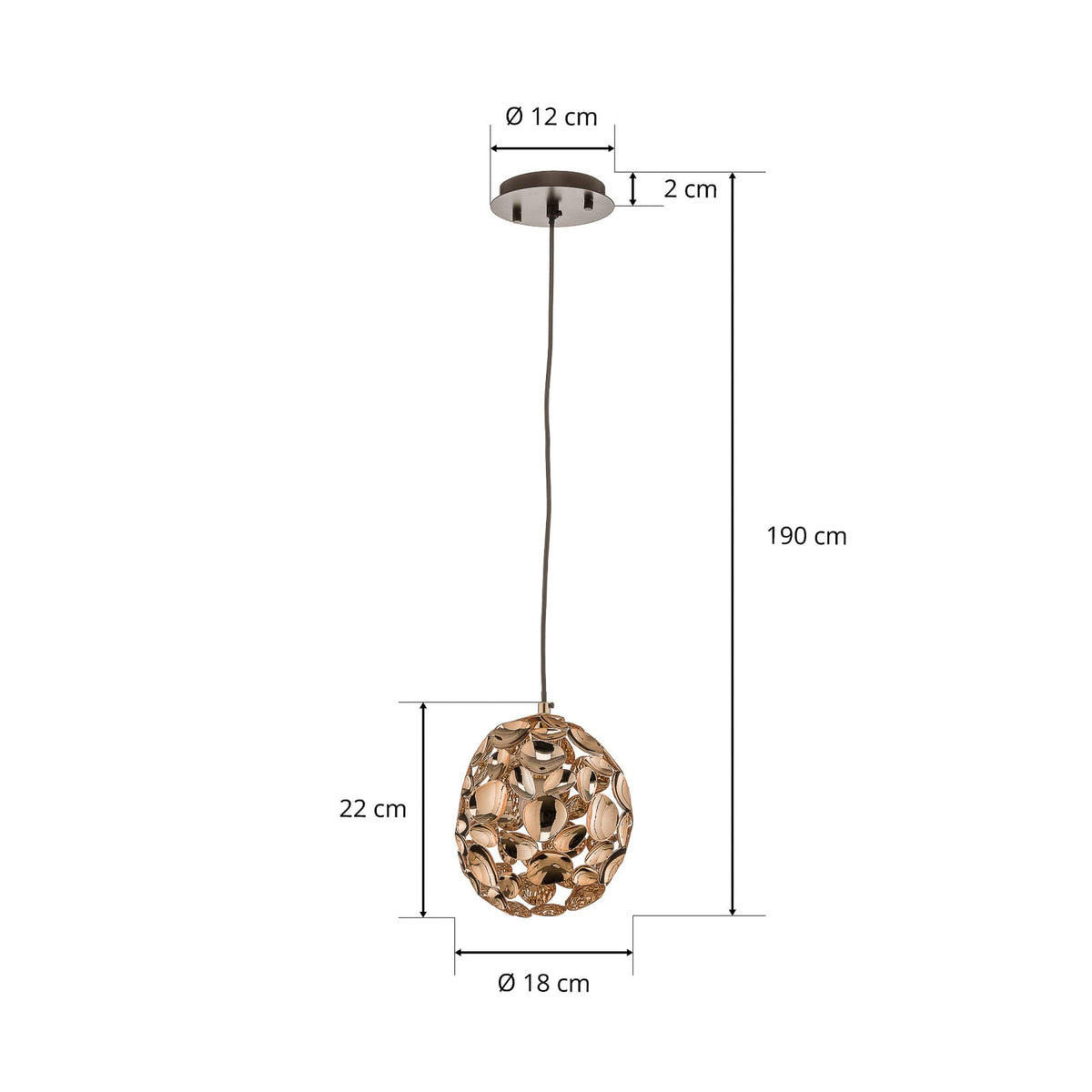 LED pendellampe Narisa kuleform roségull/brun design