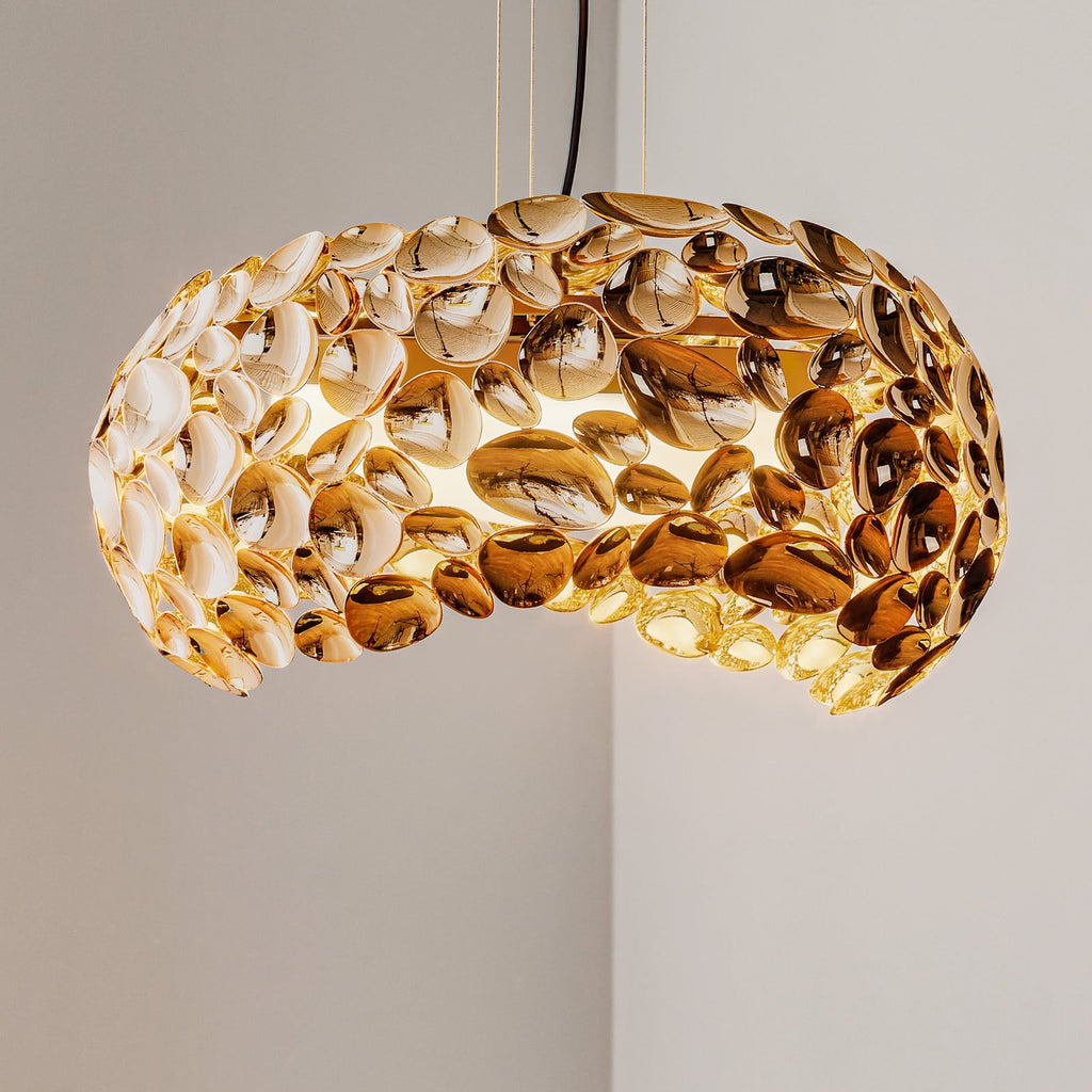 LED pendellampe Narisa G9 roségull/brun Ø46 cm forfra