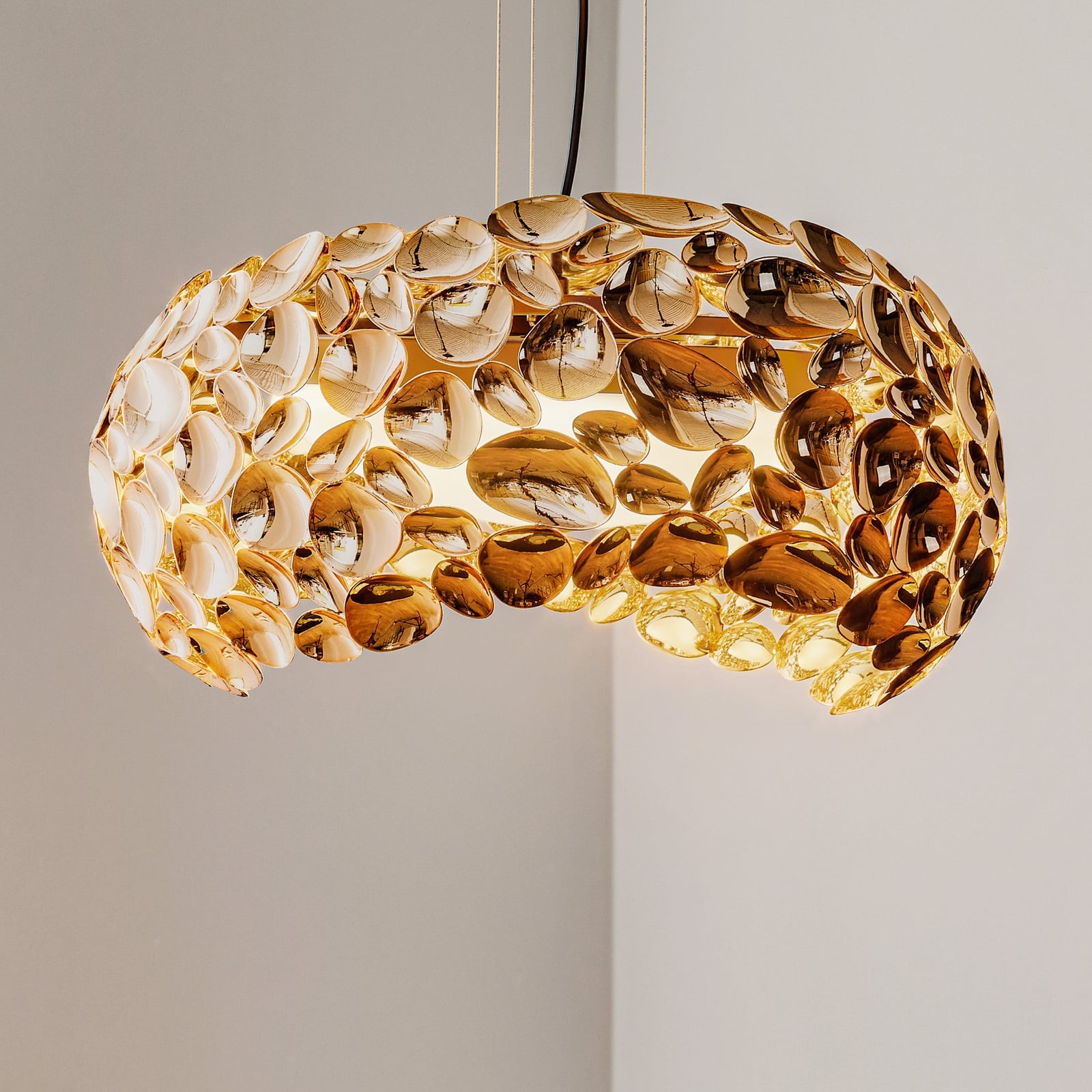 LED pendellampe Narisa G9 roségull/brun Ø46 cm forfra