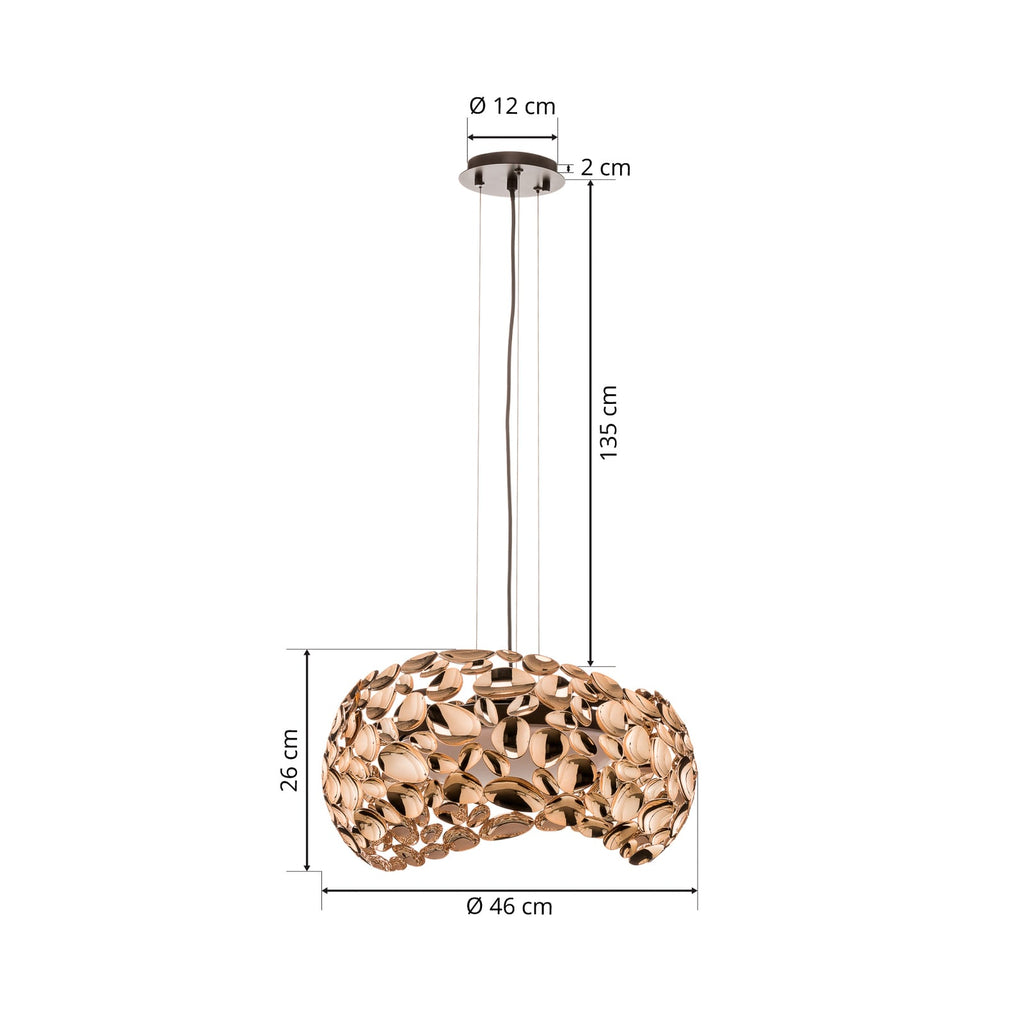 LED pendellampe Narisa G9 roségull/brun Ø46 cm helhetsbilde