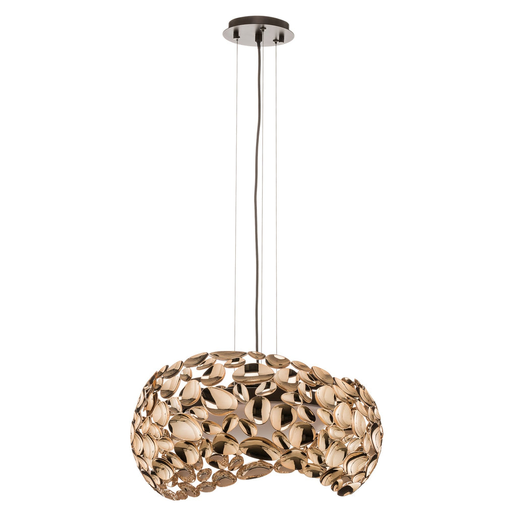 LED pendellampe Narisa G9 roségull/brun Ø46 cm montert i rom