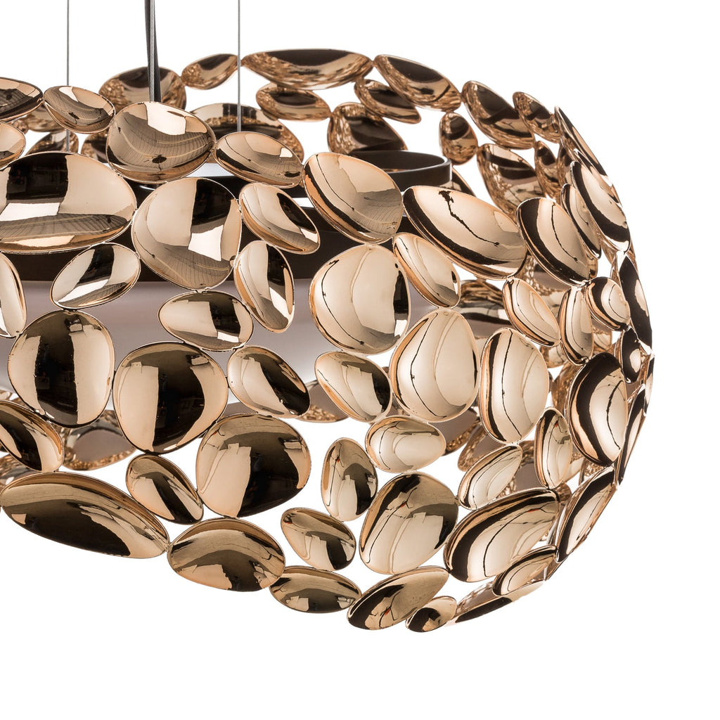 LED pendellampe Narisa G9 roségull/brun Ø46 cm nærbilde diffusor