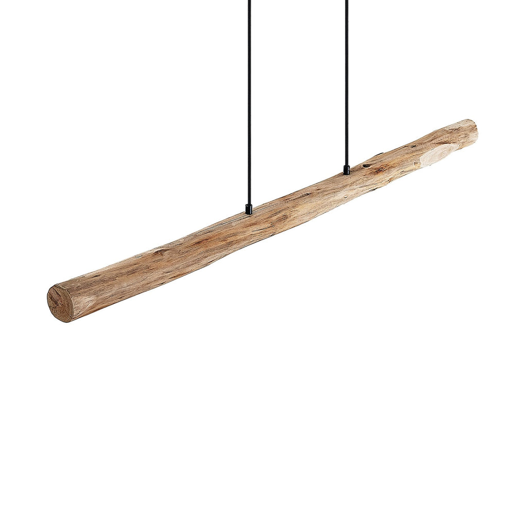 LED pendellampe Nekala svart eukalyptustre montert over bord