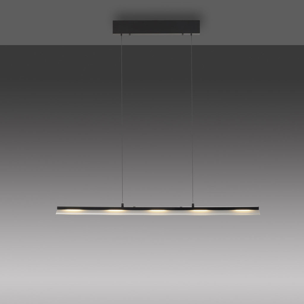 LED pendellampe Nele svart jern/glass montert i spisestue