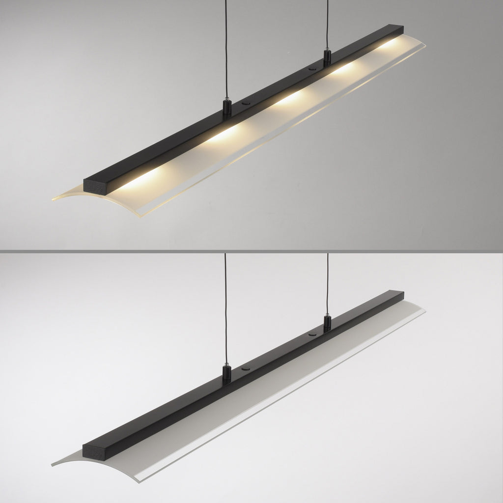 LED pendellampe Nele svart jern/glass justerbar høyde