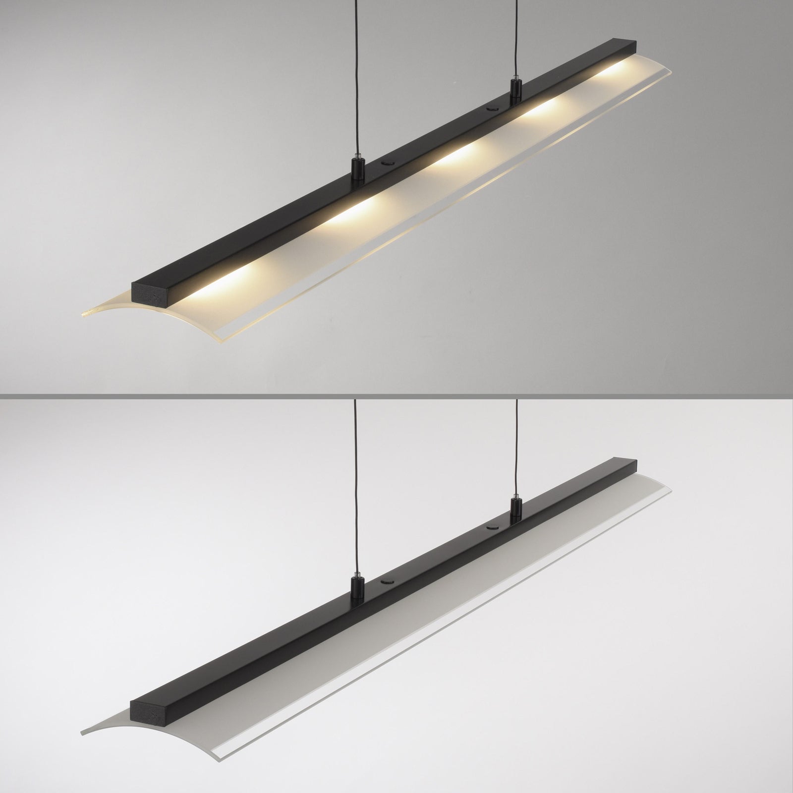 LED pendellampe Nele svart jern/glass justerbar høyde