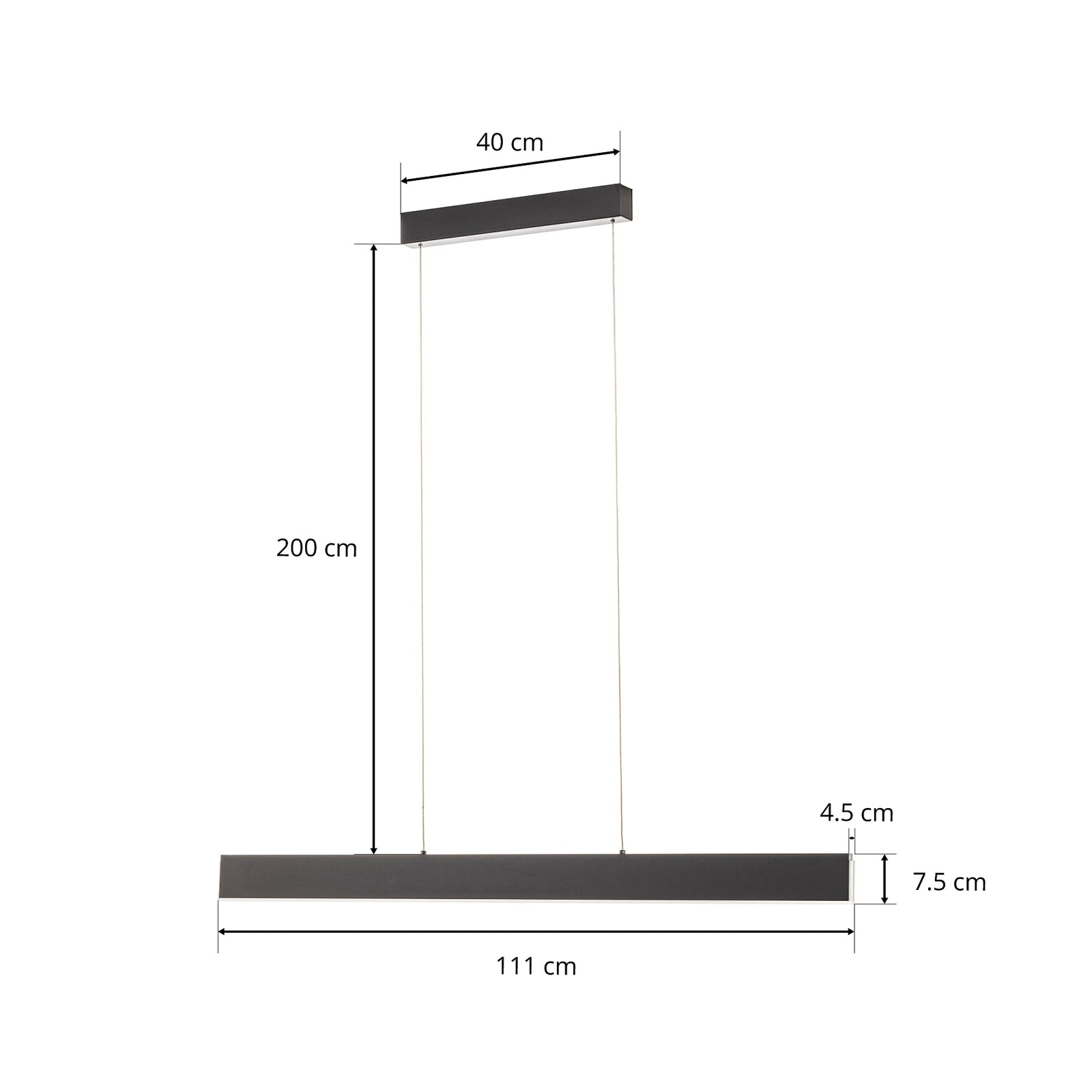 LED pendellampe Nex svart matt 111 cm lys spredning