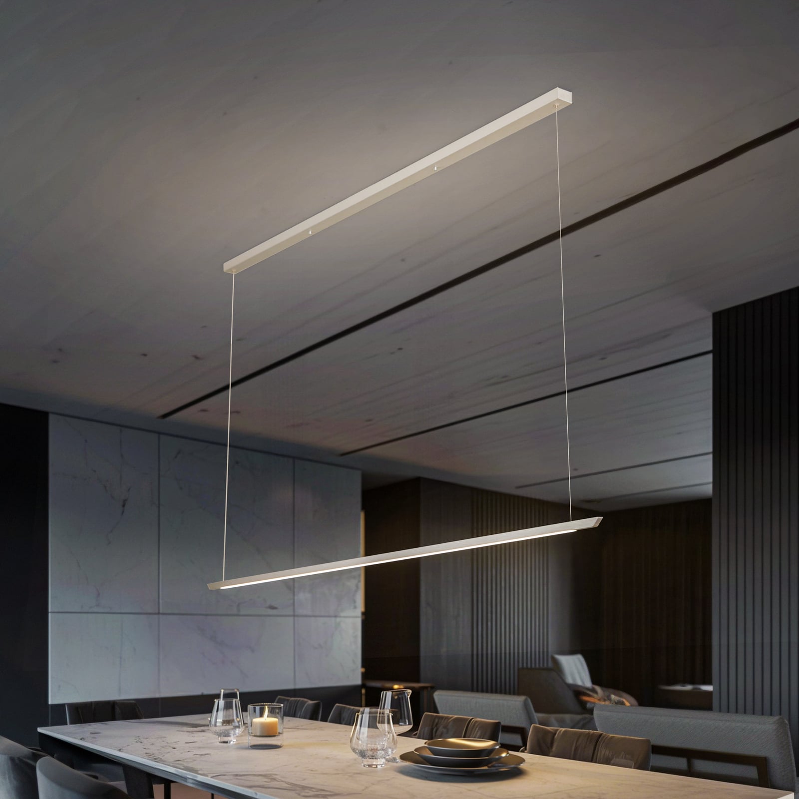 LED pendellampe Niara dimbar CCT aluminium 168 cm forfra