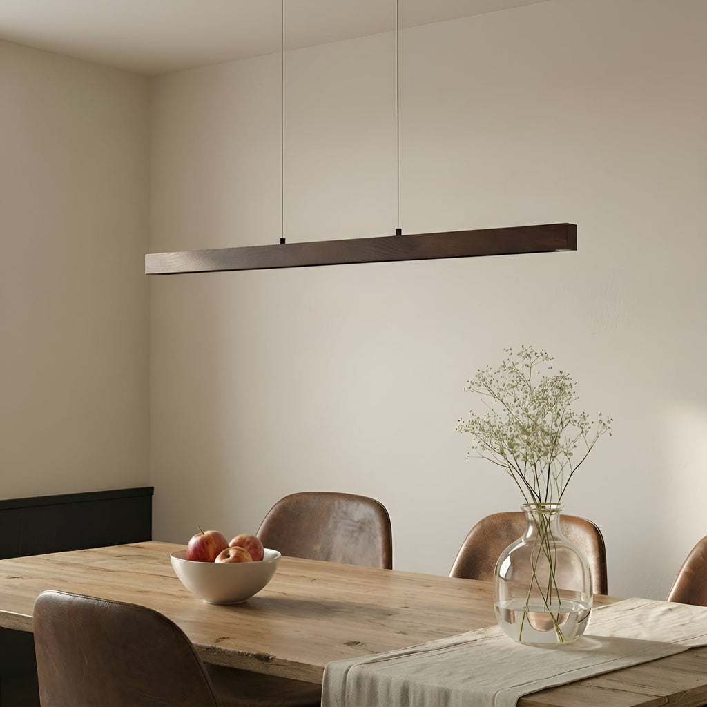 LED pendellampe Nihalo valnøtt dimbar CCT 122 cm detalj av dimmer