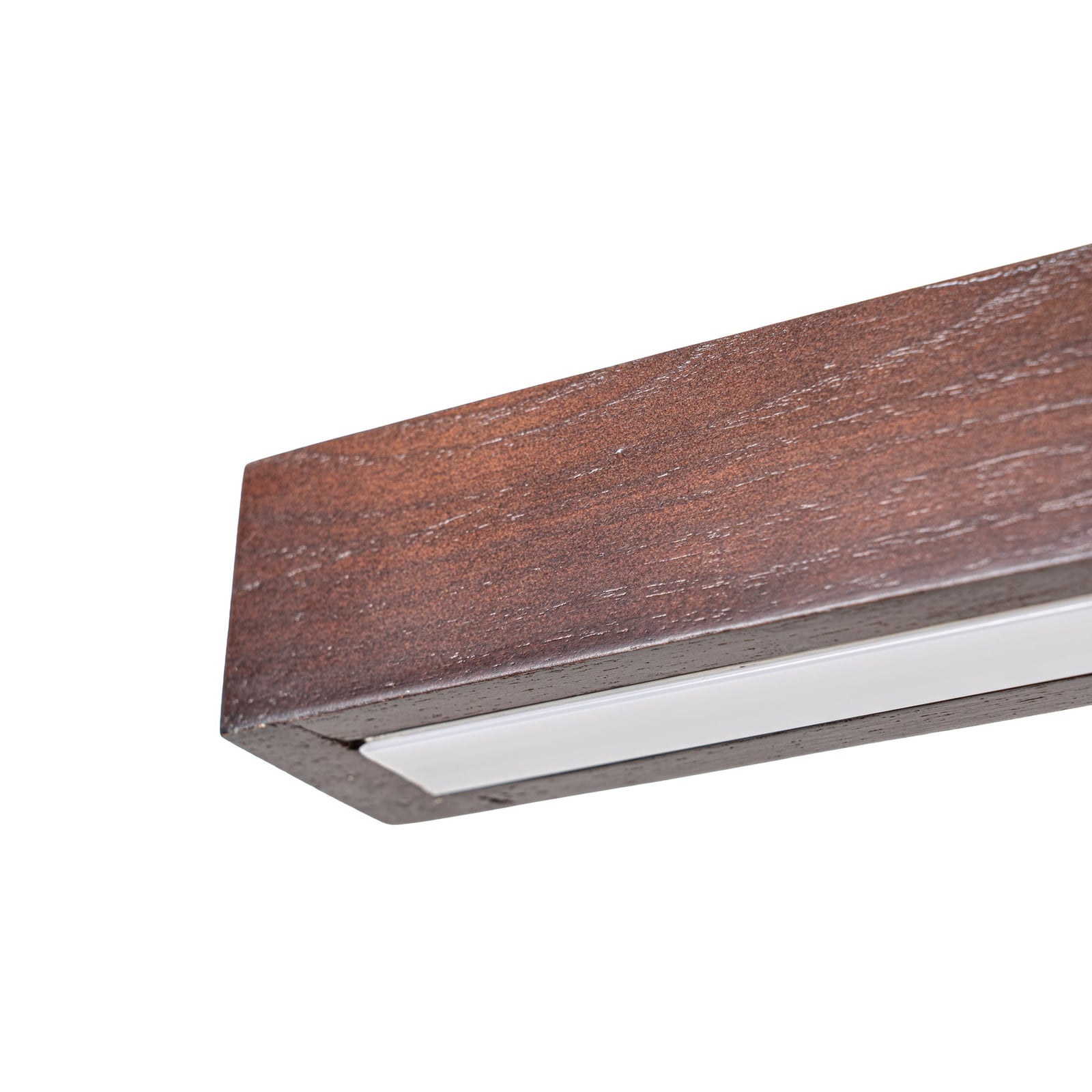 LED pendellampe Nihalo valnøtt dimbar CCT 122 cm detalj av ledning og oppheng