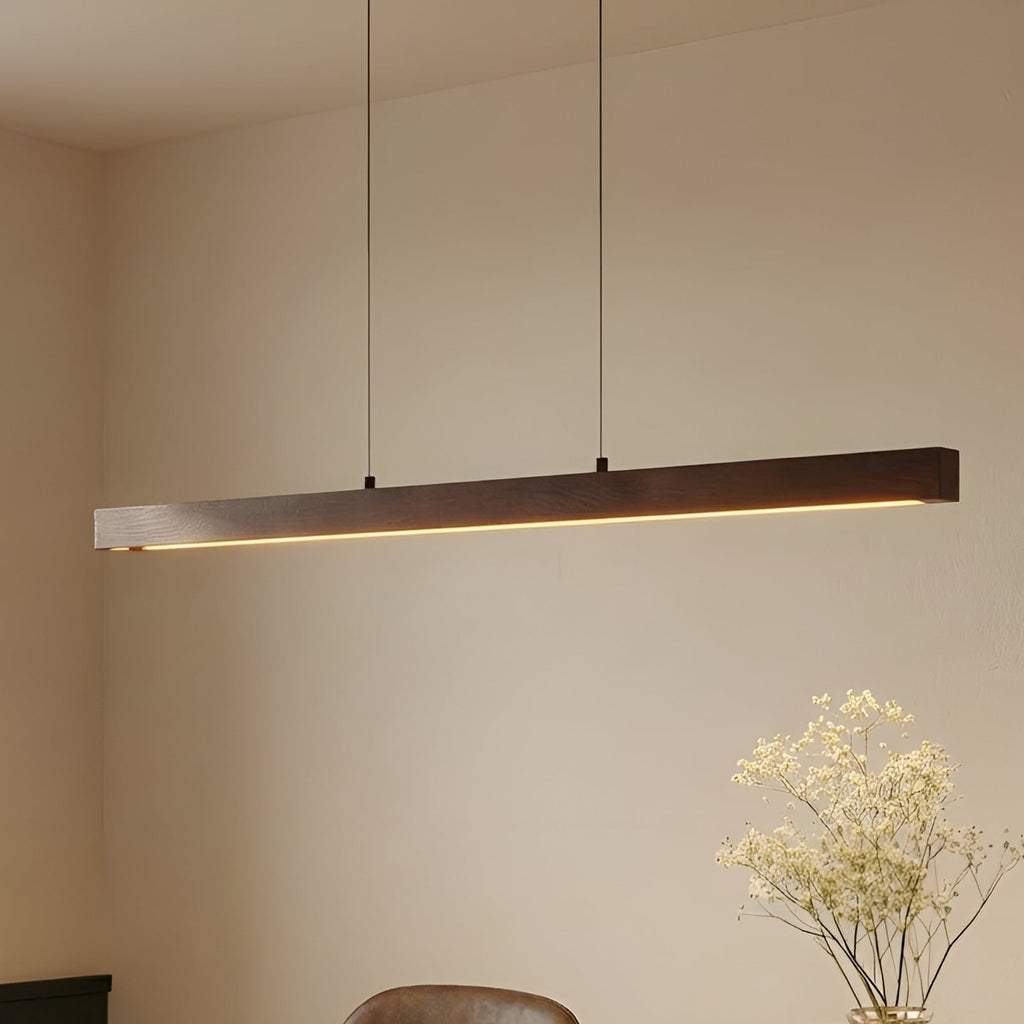 LED pendellampe Nihalo valnøtt dimbar CCT 122 cm forfra