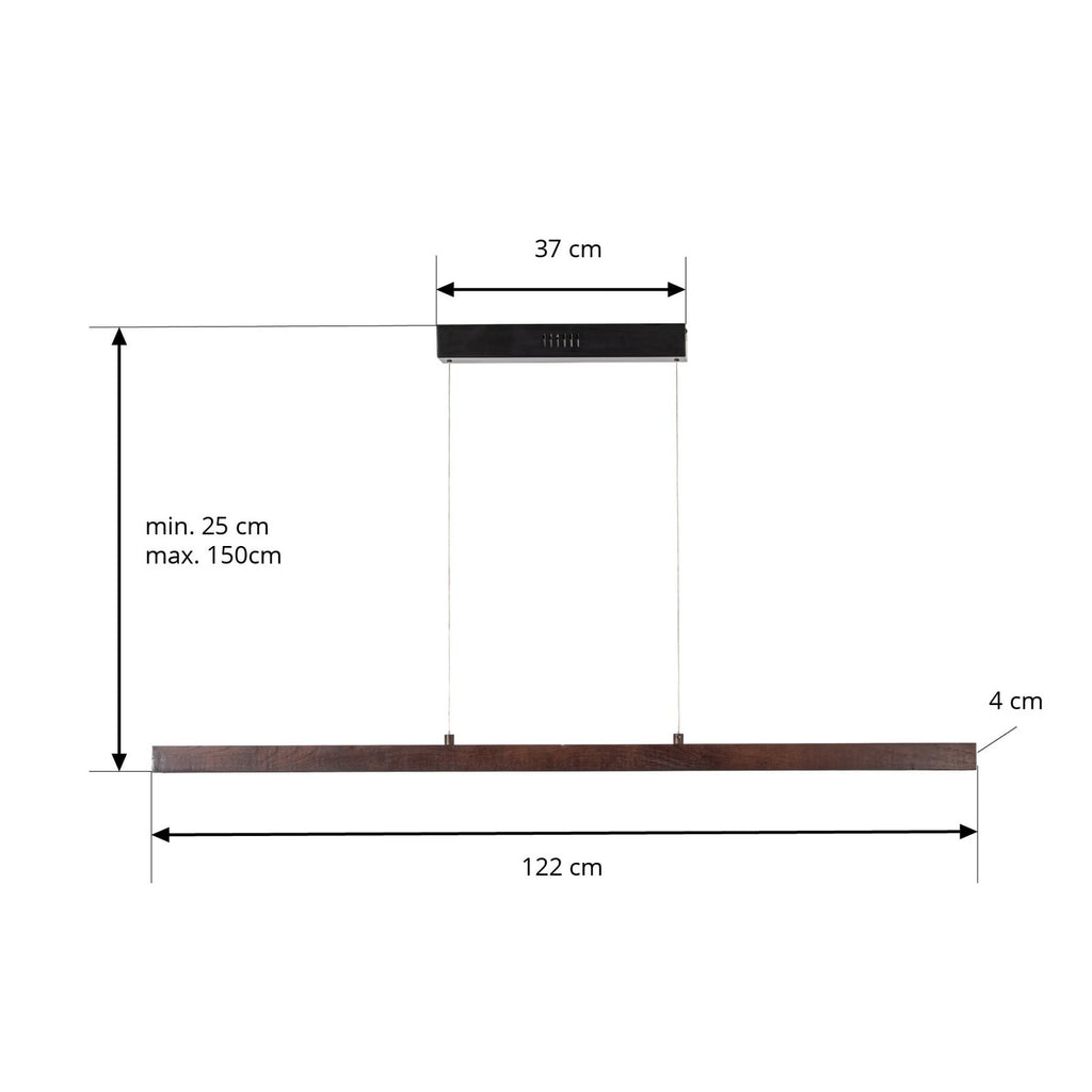 LED pendellampe Nihalo valnøtt dimbar CCT 122 cm nærbilde av valnøtt finish