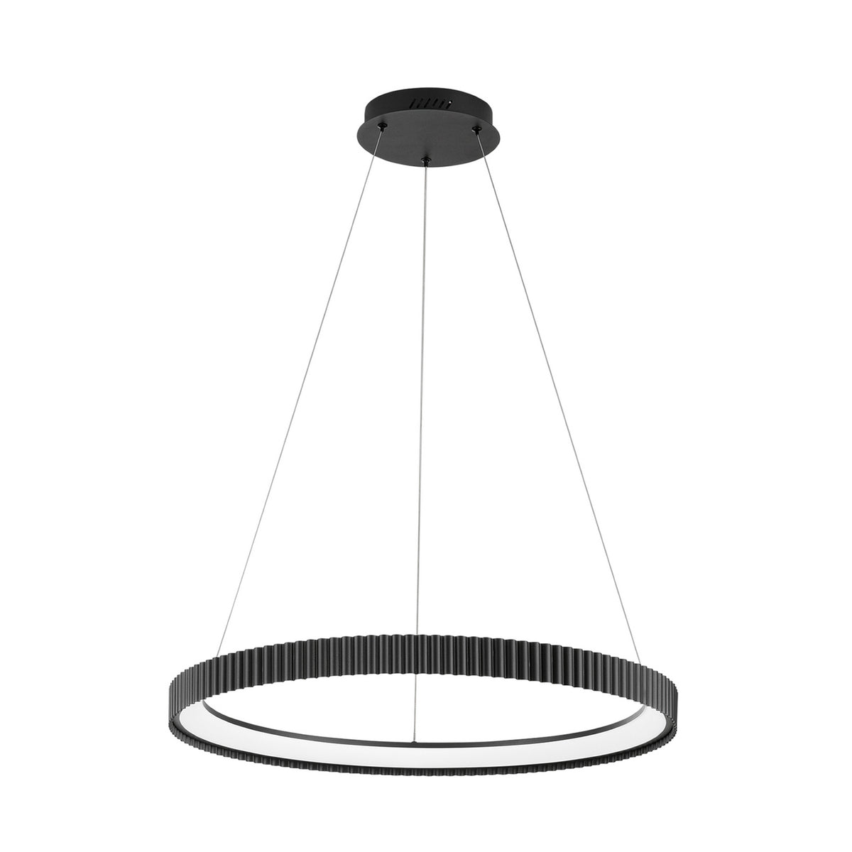 LED pendellampe Niike svart metall Ø70 cm 58W CCT fra Luce Ambiente Design, forfra