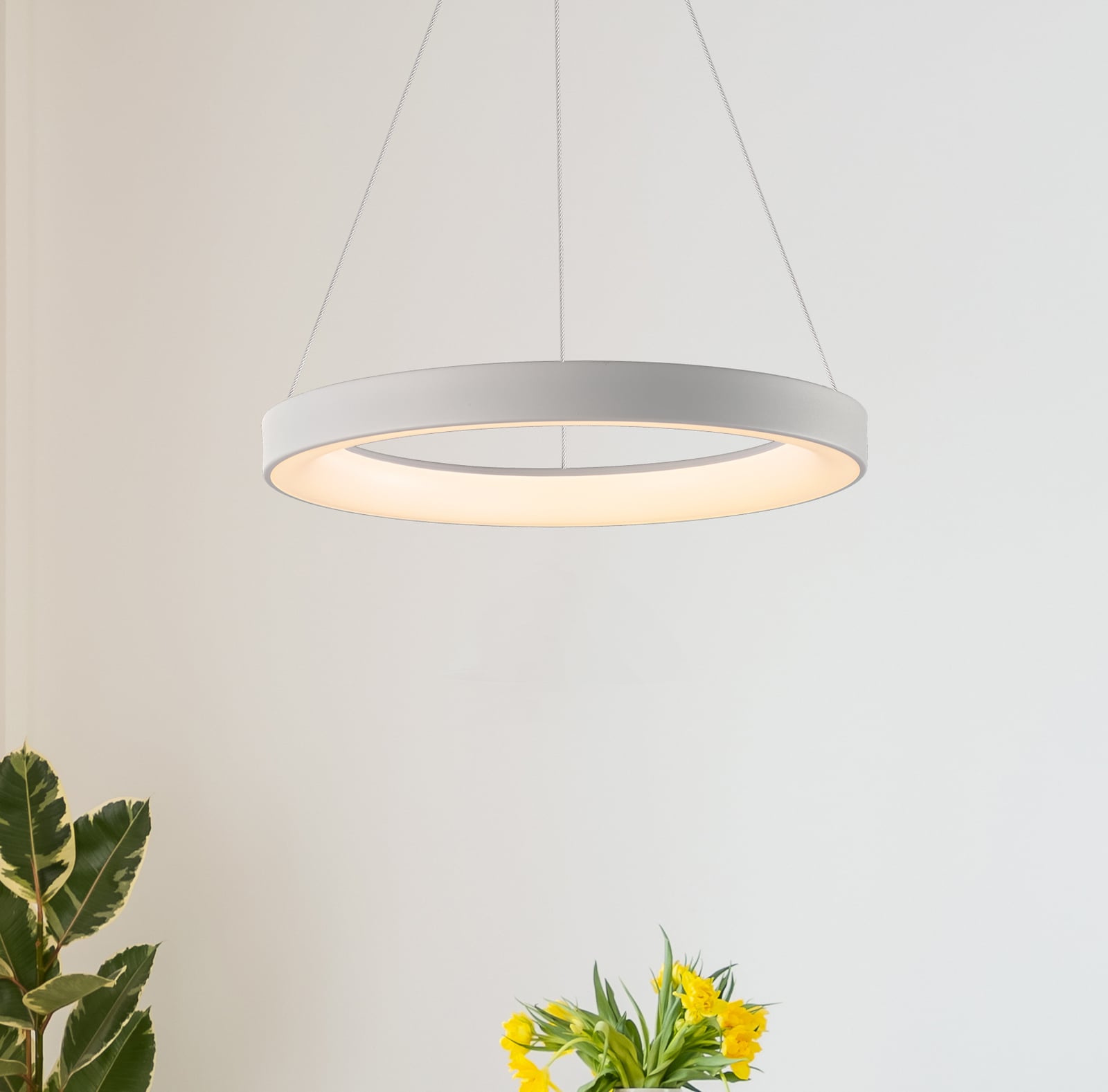 LED pendellampe Niseko II CCT fjernkontroll Ø38 cm hvit front