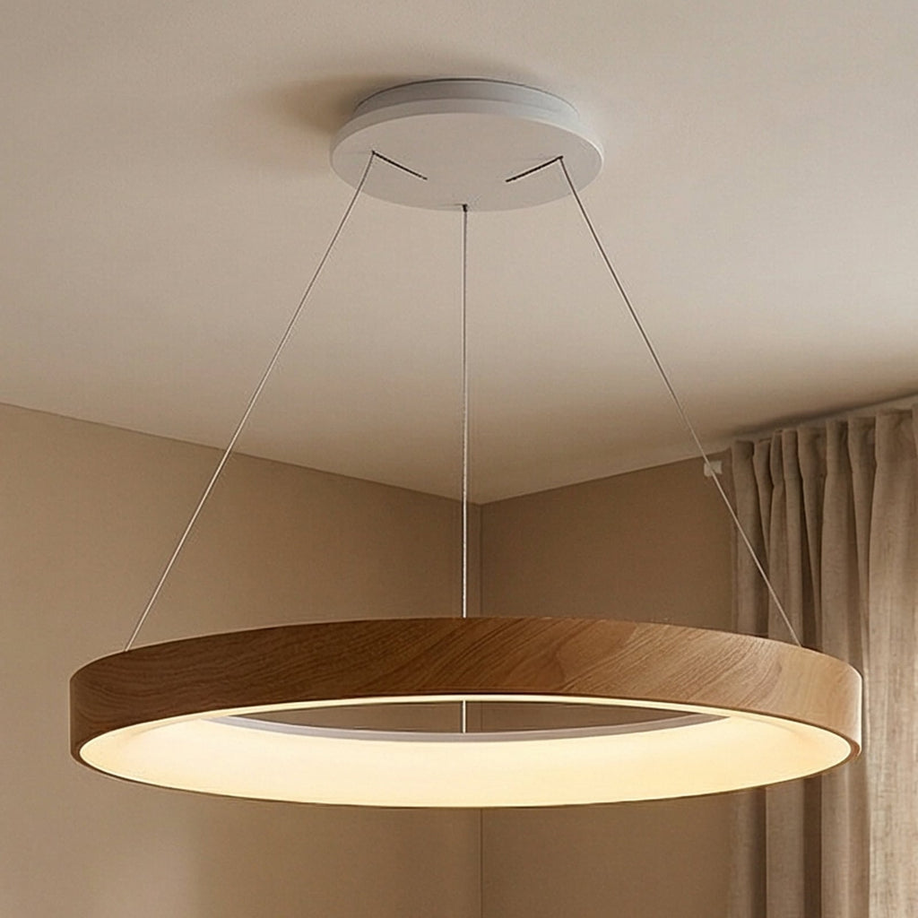 LED pendellampe Niseko II dimbar CCT Ø50 cm trefarget detalj av materiale
