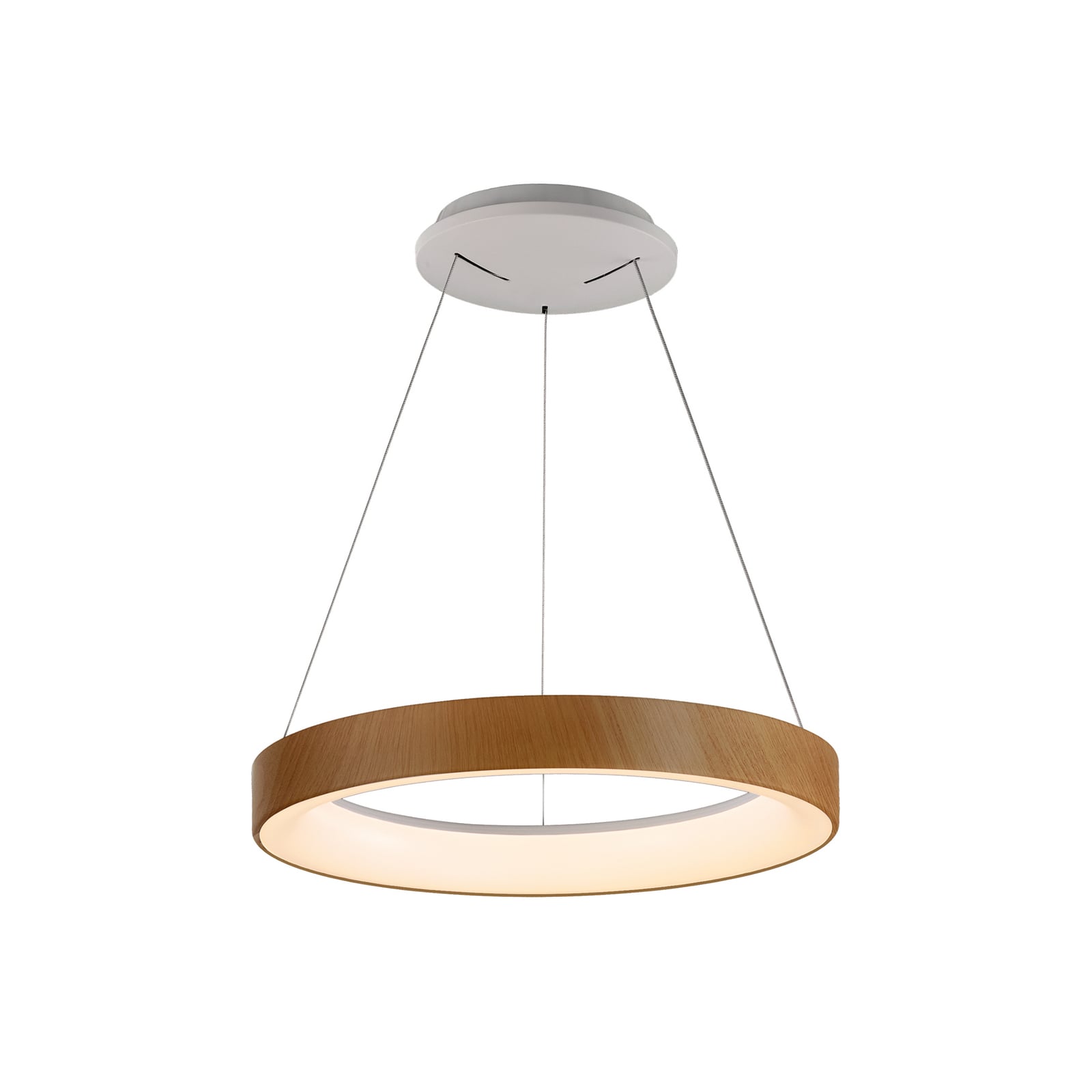LED pendellampe Niseko II trefarget Ø38 cm CCT fjernkontroll forfra