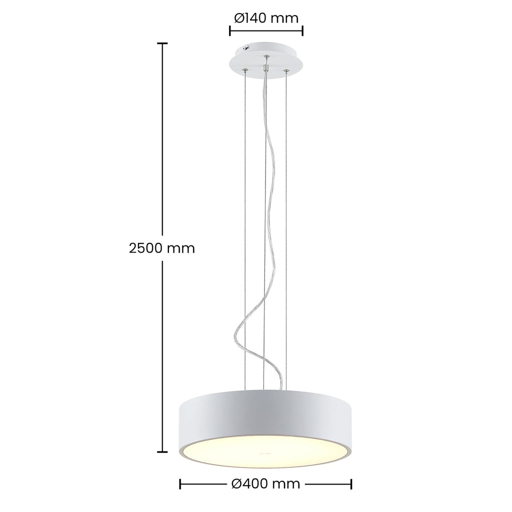 LED pendellampe Noabelle dimbar hvit metall montert i rom