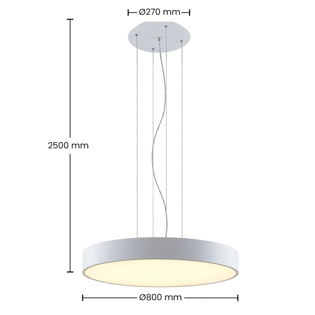 LED pendellampe Noabelle hvit metall dimbar Ø80 cm oppheng