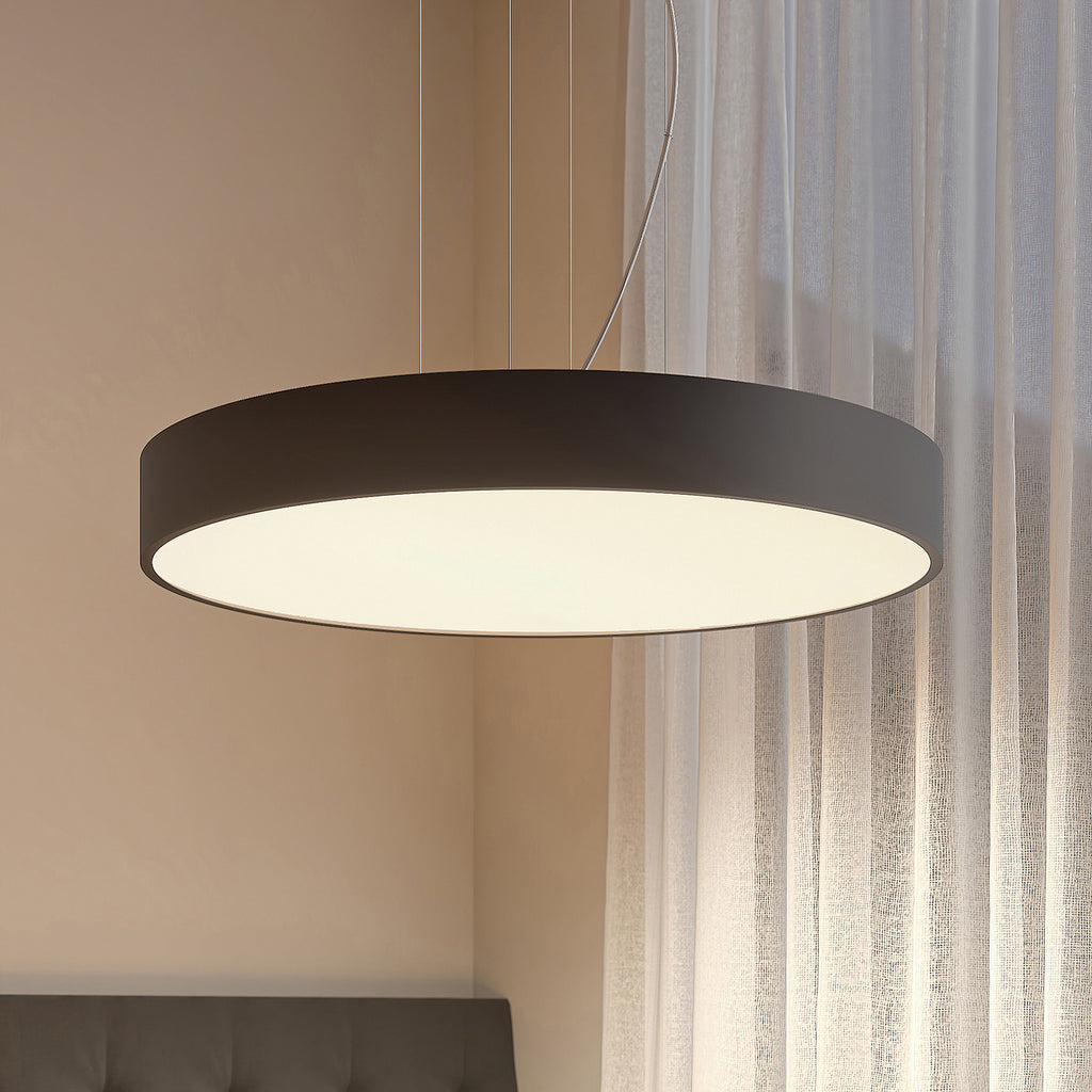 LED pendellampe Noabelle rund metall Ø80 cm dimbar CCT svart forfra