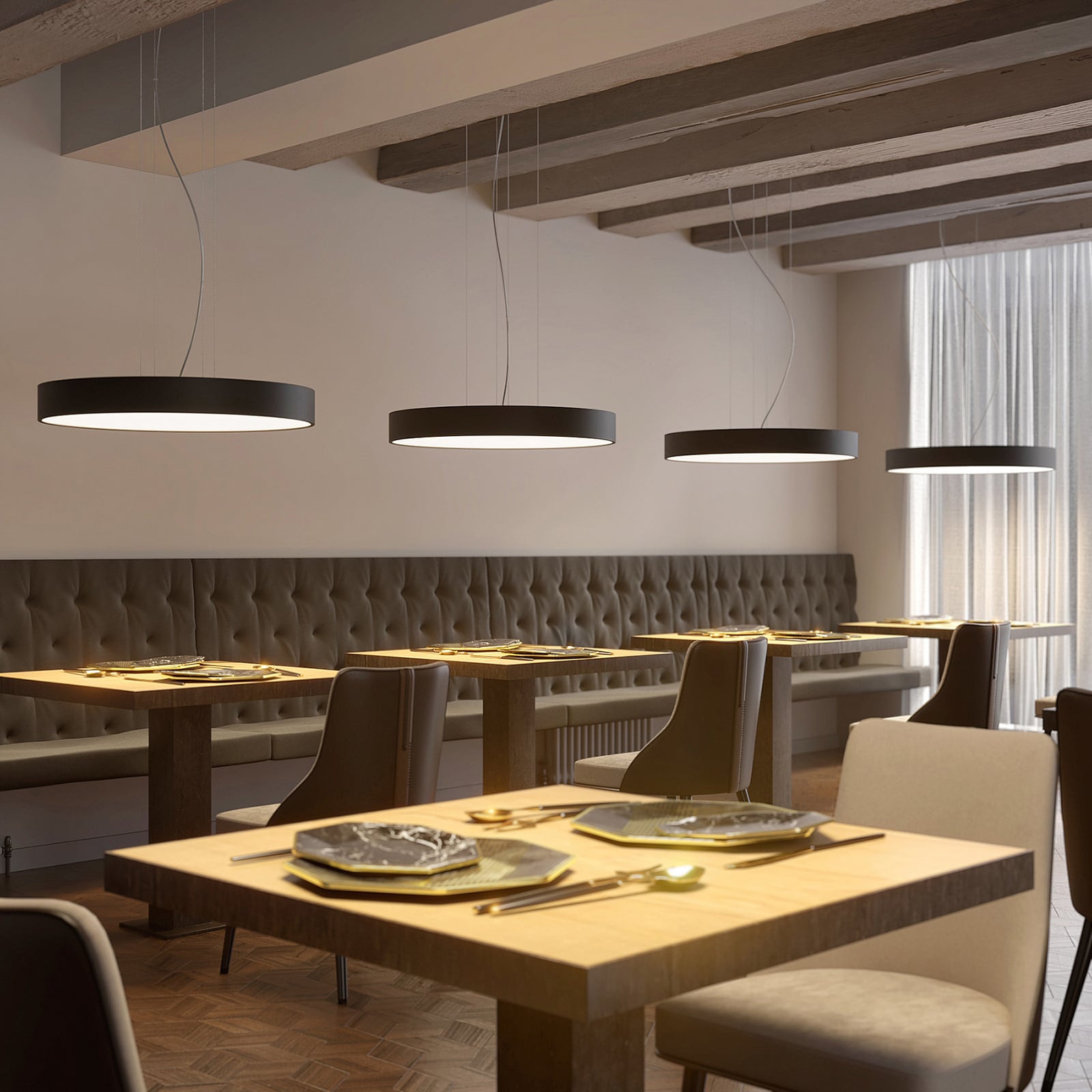 LED pendellampe Noabelle rund metall Ø80 cm dimbar CCT svart bakside