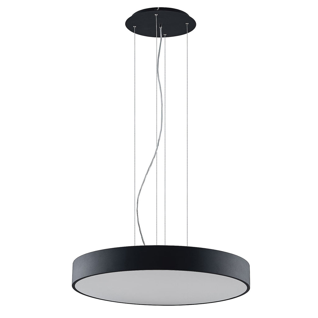 LED pendellampe Noabelle rund metall Ø80 cm dimbar CCT svart nærbilde av lysdiffusor