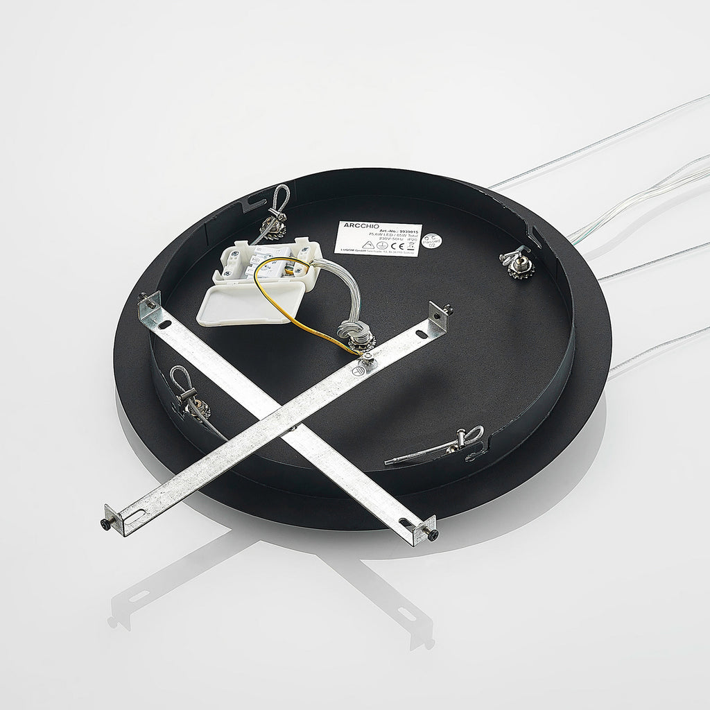 LED pendellampe Noabelle rund metall Ø80 cm dimbar CCT svart sideprofil