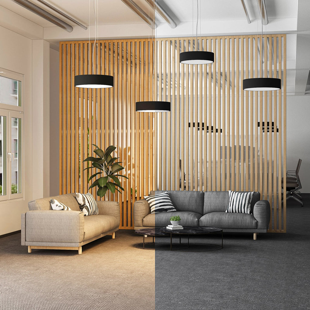 LED pendellampe Noabelle svart metall nærbilde av akryl diffuser