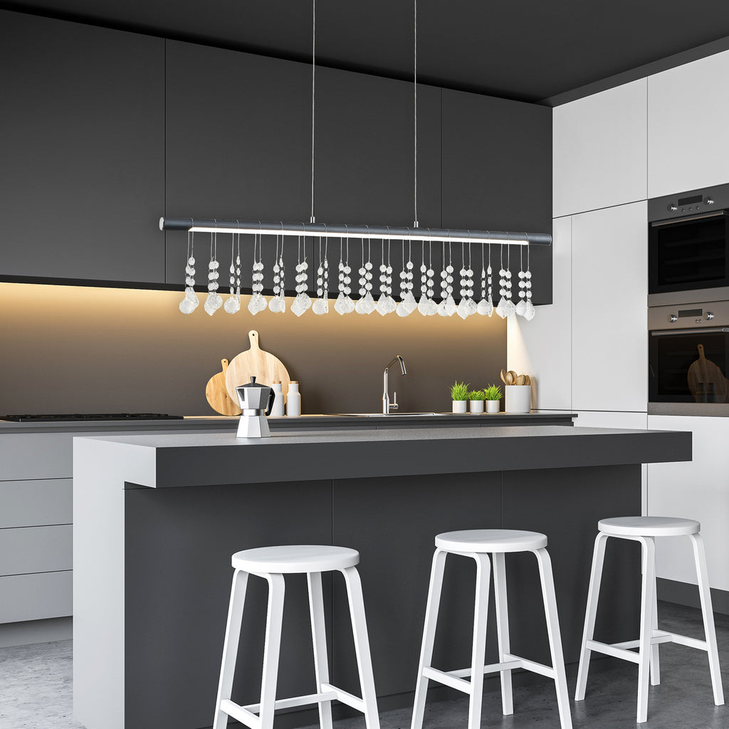 LED pendellampe Nobilis dimbar mørkegrå aluminium krystall bakside
