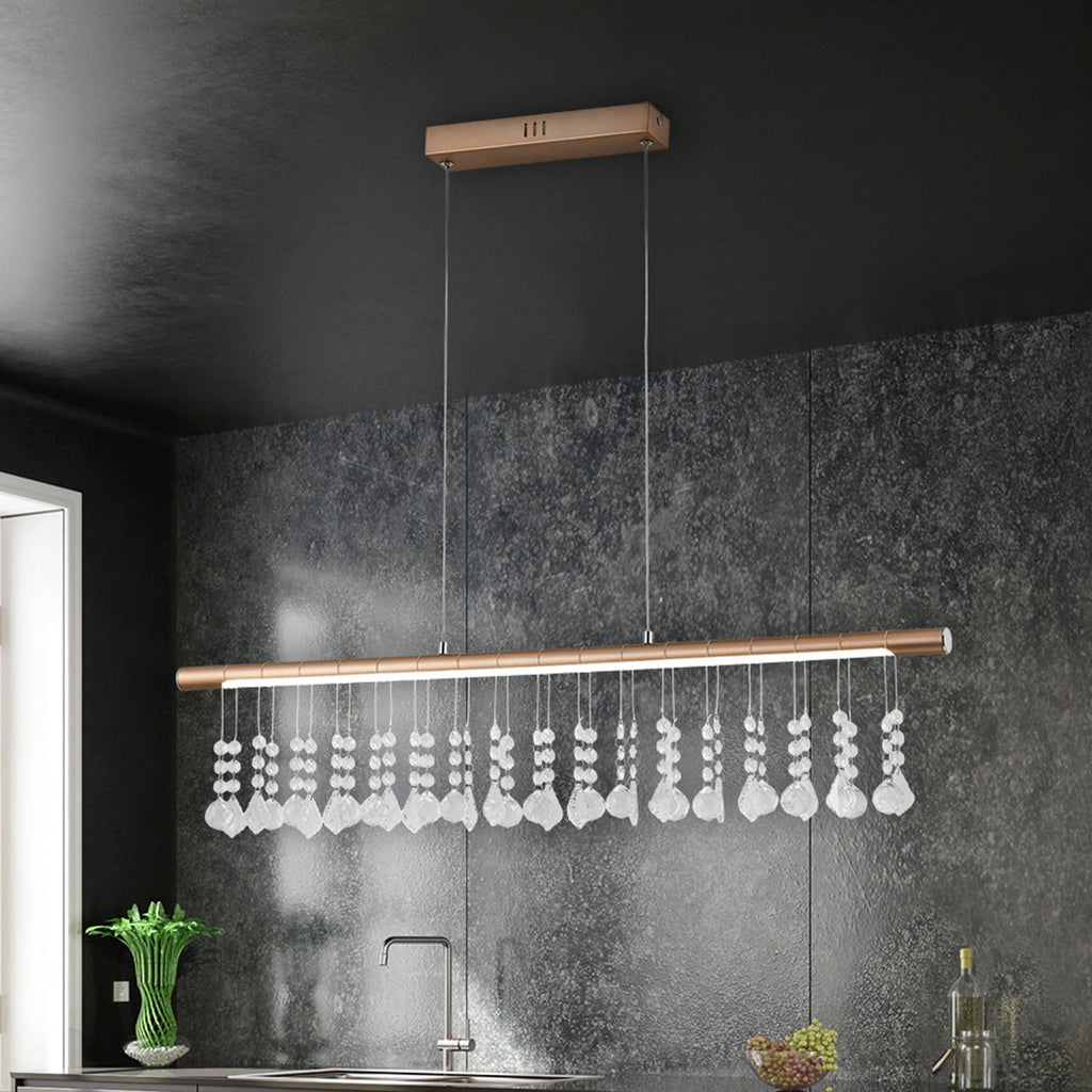 LED pendellampe Nobilis krystall dimbar 100 cm matt nikkel forfra