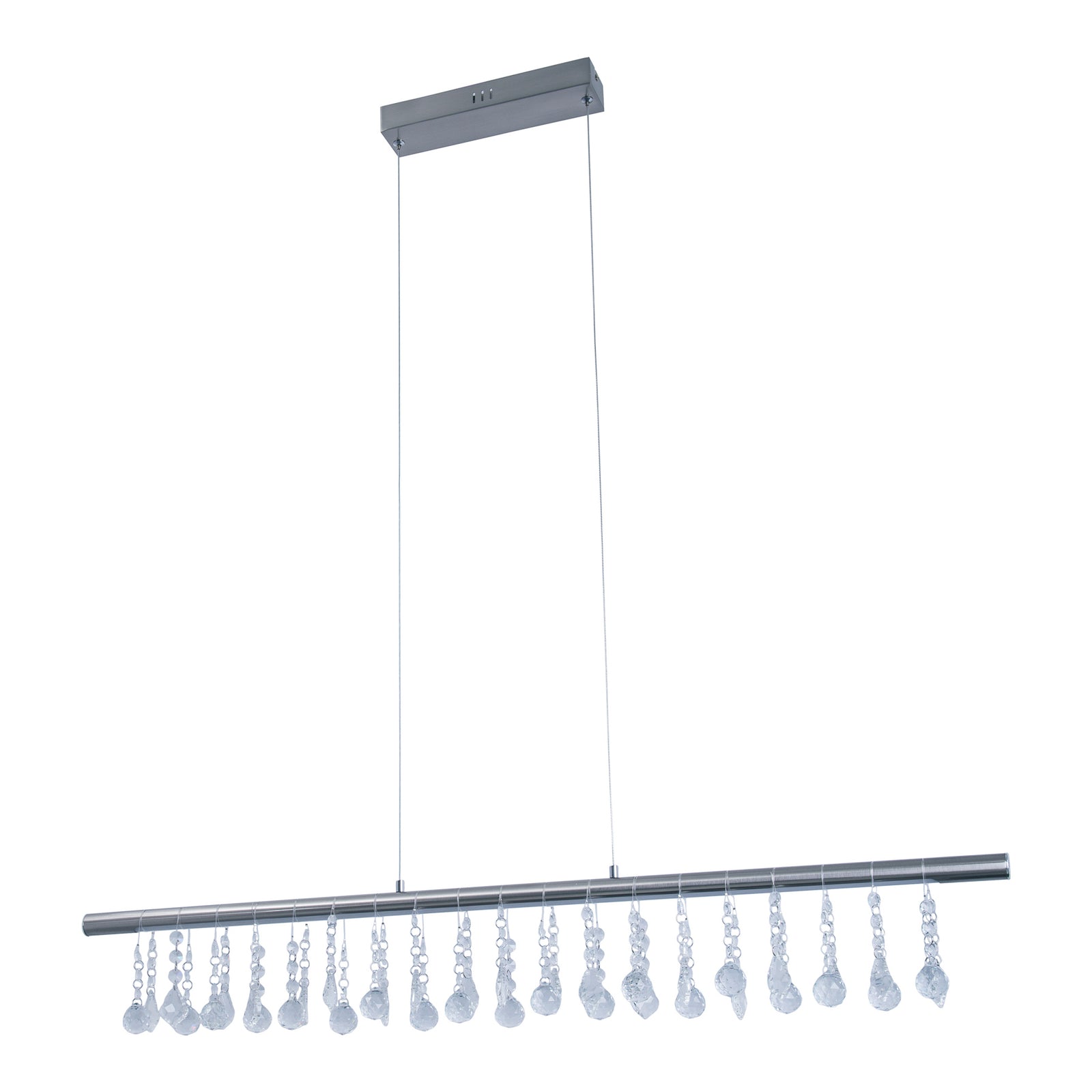 Detalj av LED pendellampe Nobilis krystall dimbar 100 cm matt nikkel