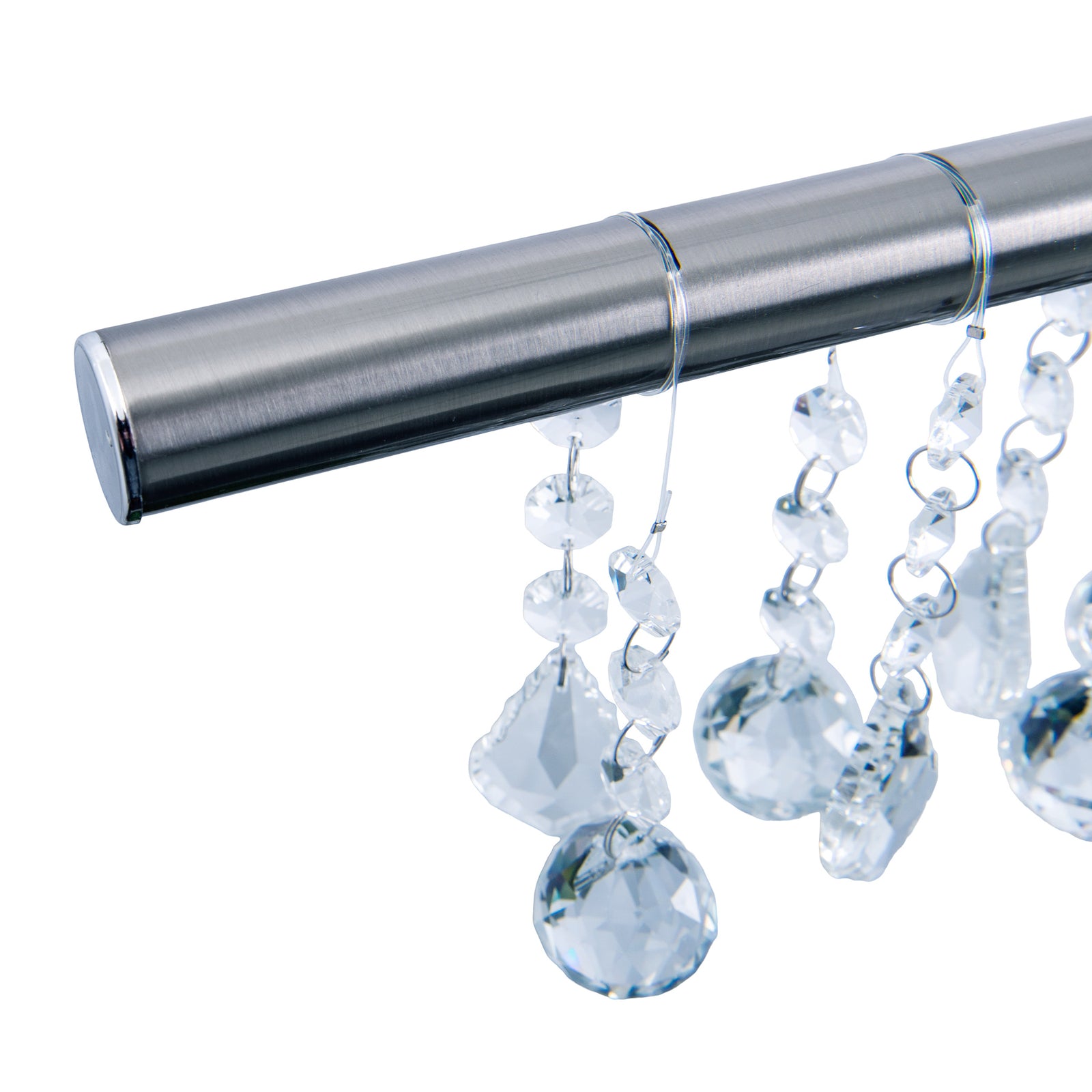 Montert LED pendellampe Nobilis krystall dimbar 100 cm matt nikkel i rom
