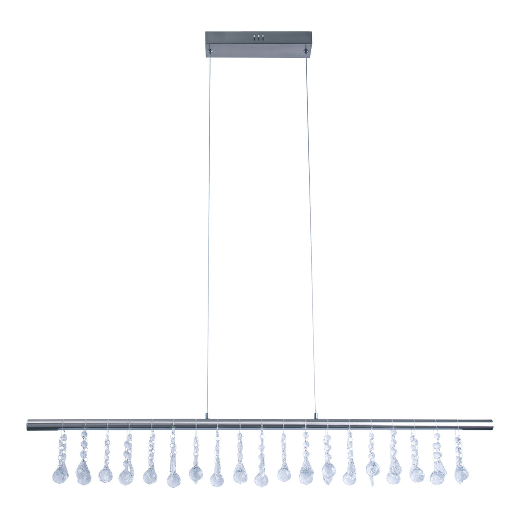 LED pendellampe Nobilis krystall dimbar 100 cm matt nikkel med dimmer