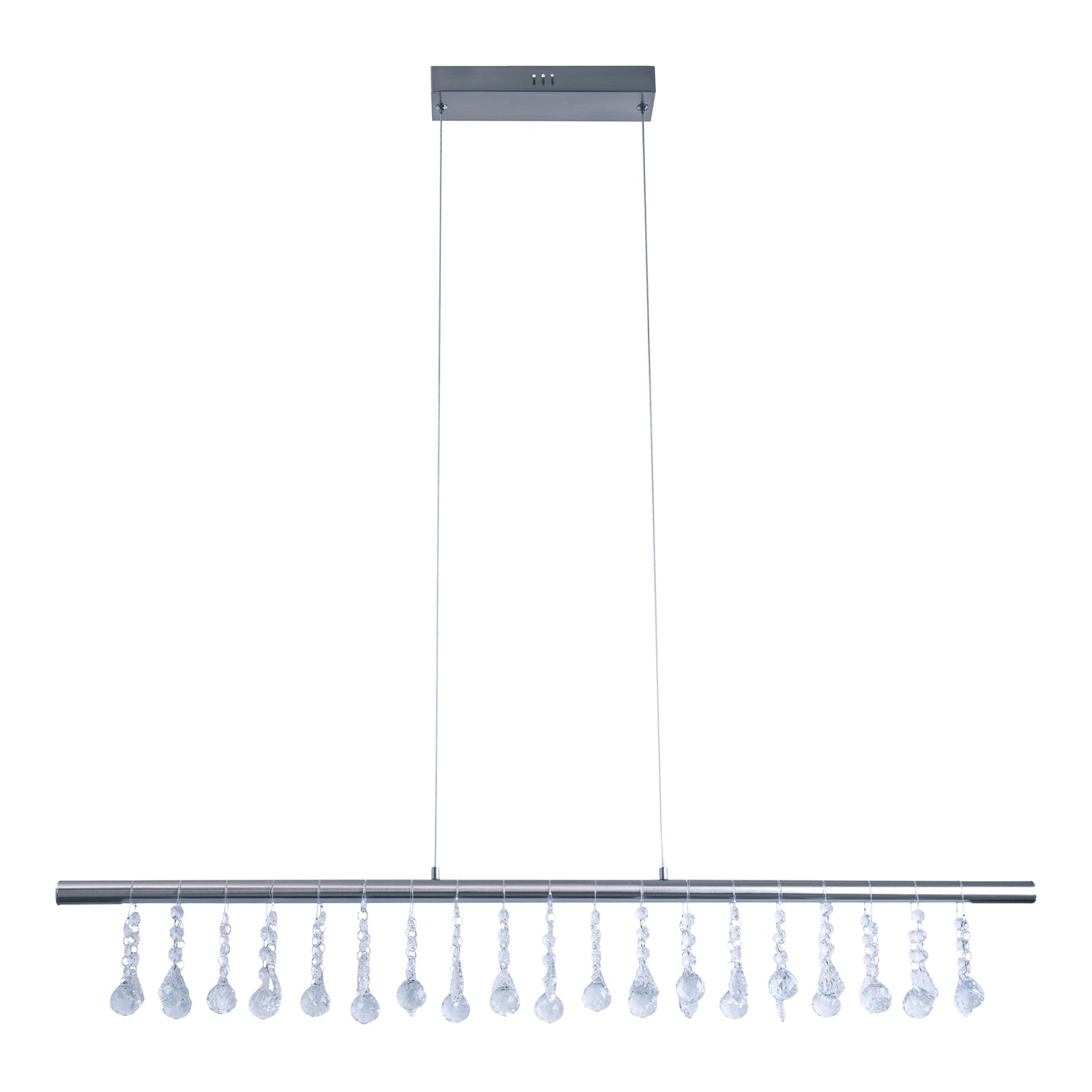 LED pendellampe Nobilis krystall dimbar 100 cm matt nikkel med dimmer