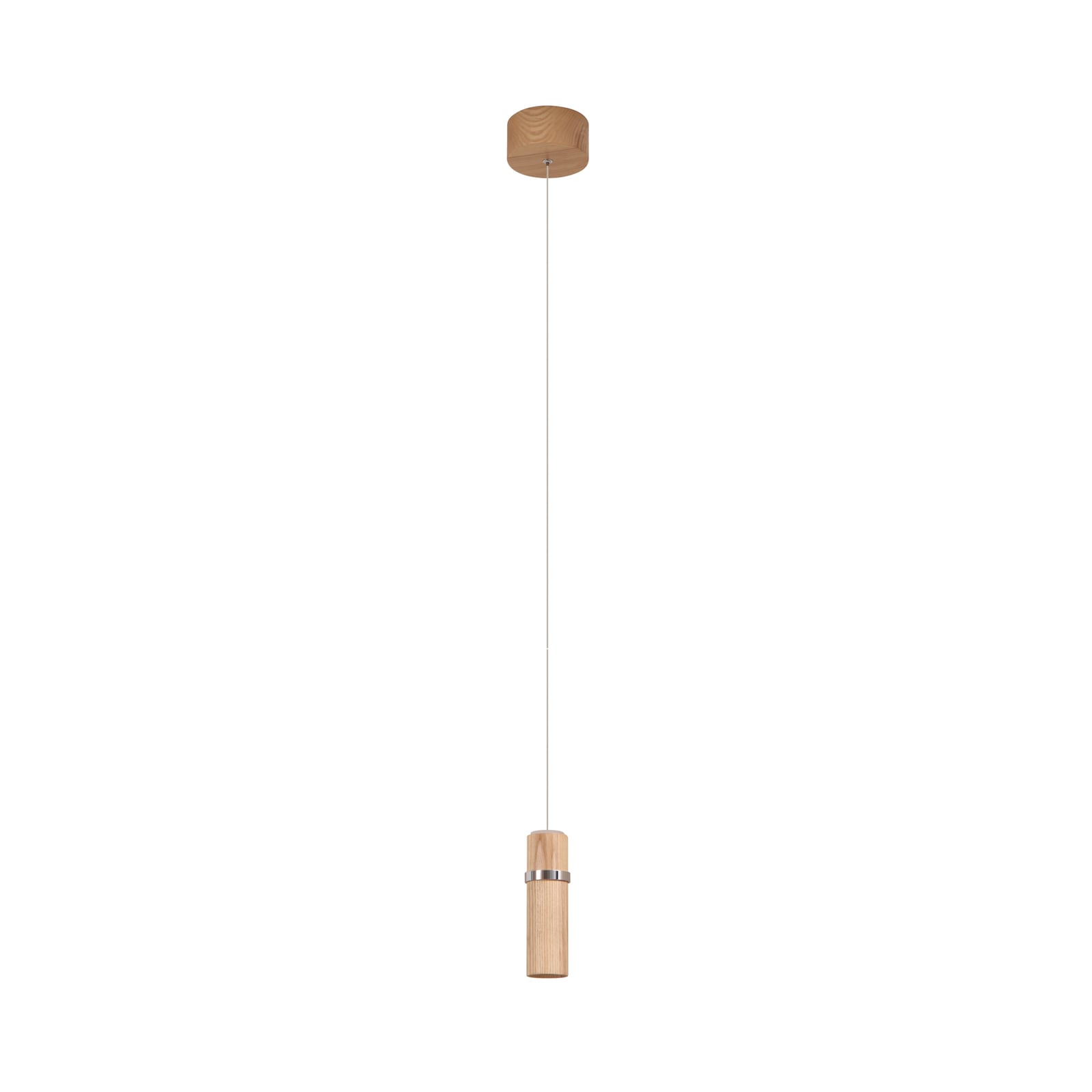 LED pendellampe Nojus tre opp og ned dimbar Ø6 cm detalj av tre og aluminium