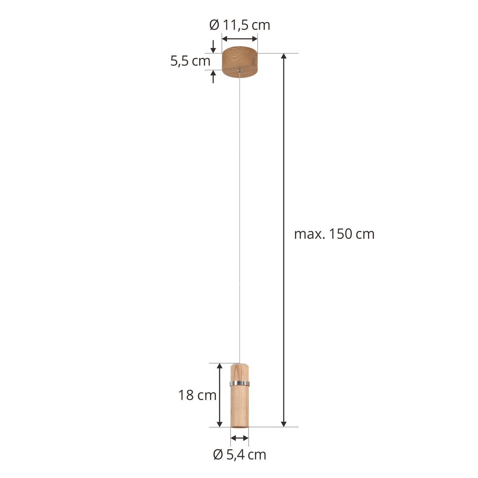 LED pendellampe Nojus tre opp og ned dimbar Ø6 cm montert i rom
