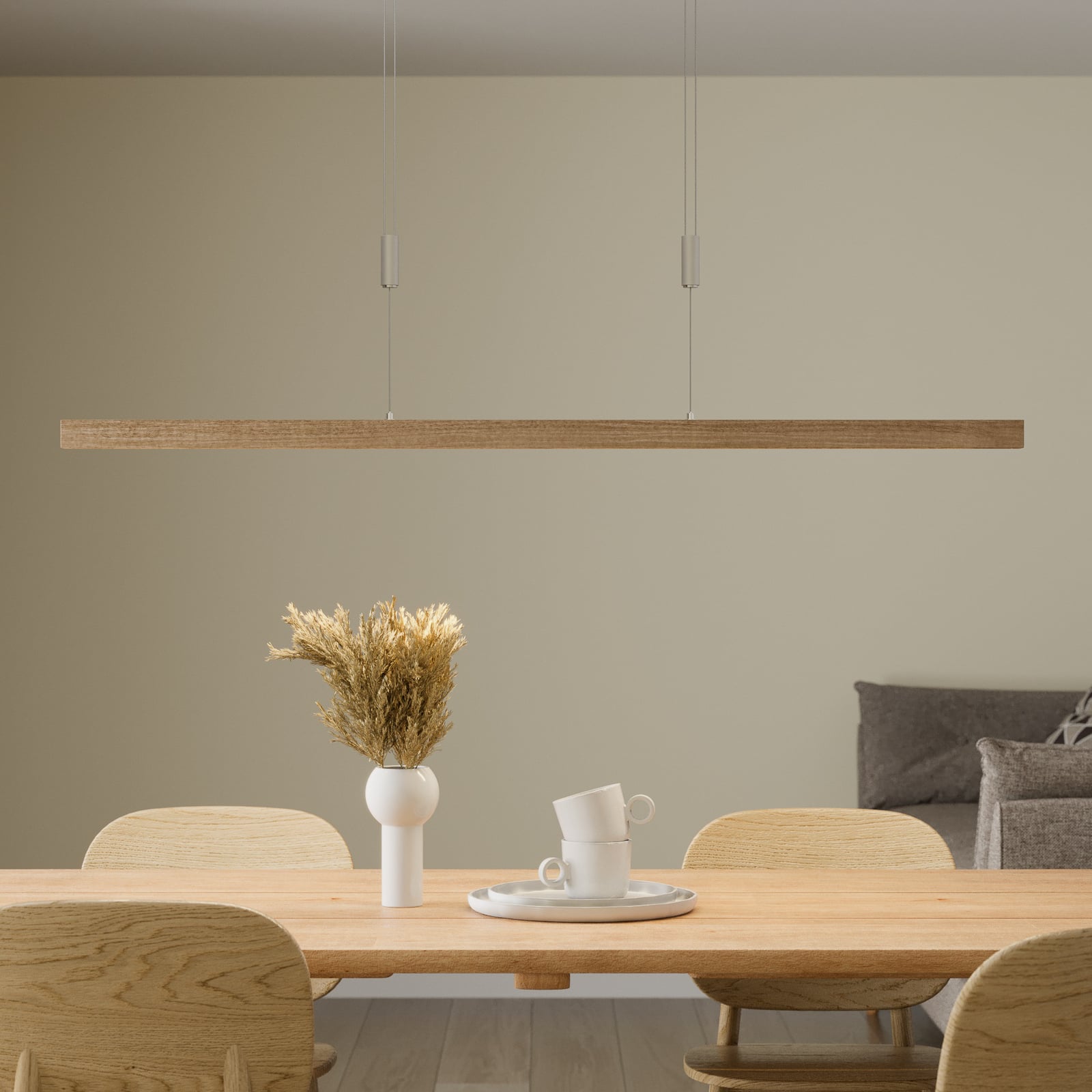 LED pendellampe Nora eik dimbar 118 cm 22W CRI>90 forfra